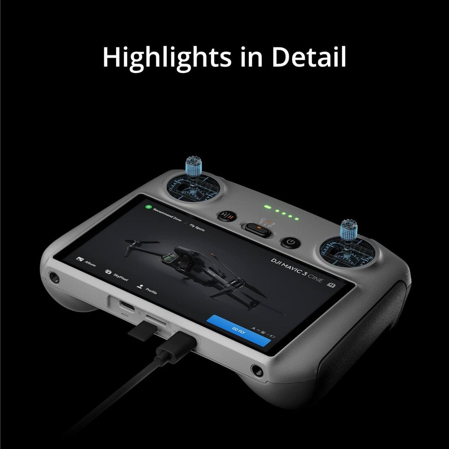 DJI RC Lightweight FHD Remote Controller for DJI Drones with 64GB SD Card, Cover, and Landing Pad