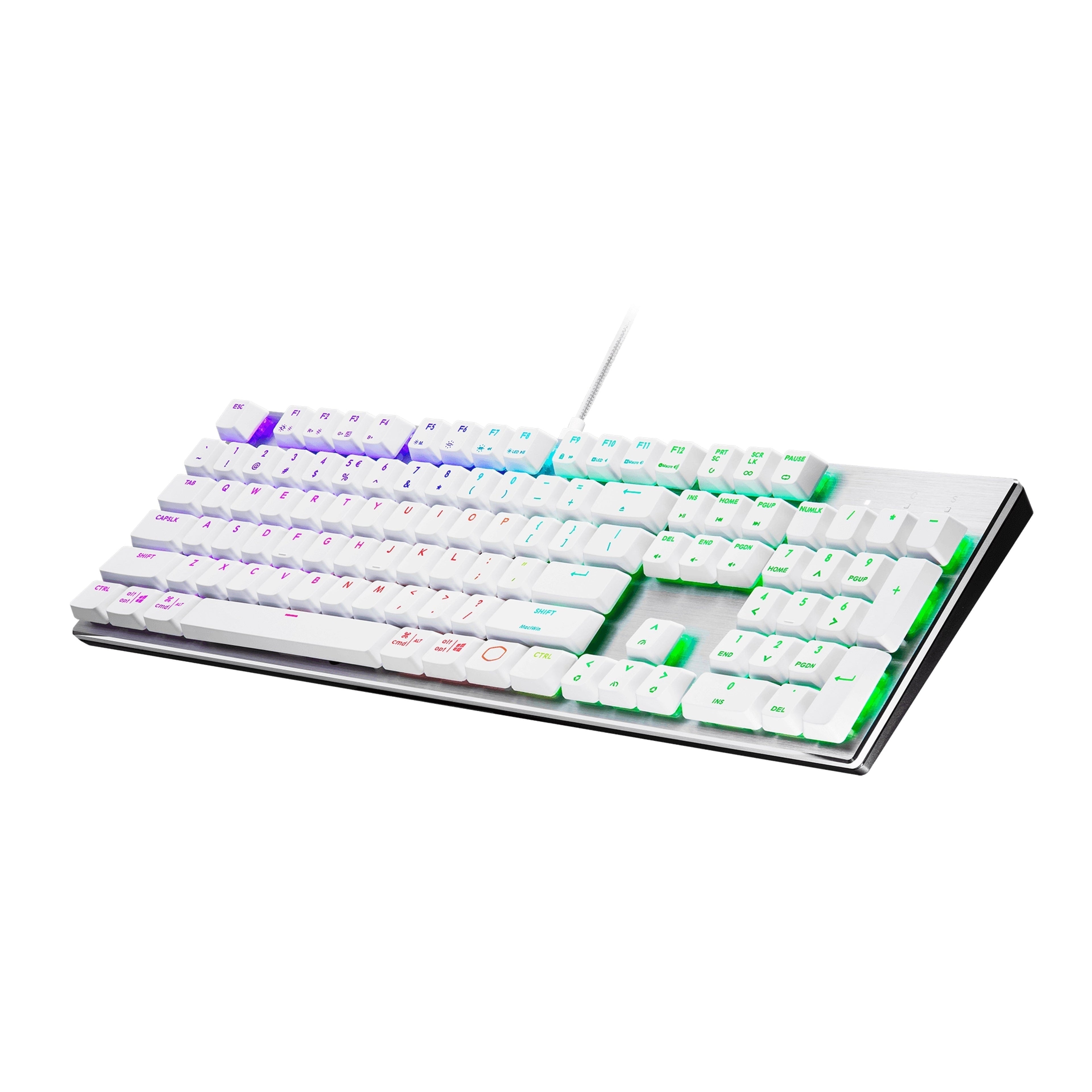 Cooler Master SK652 Full Mechanical Gaming Keyboard with Low Profile Blue Switches (Silver/White)