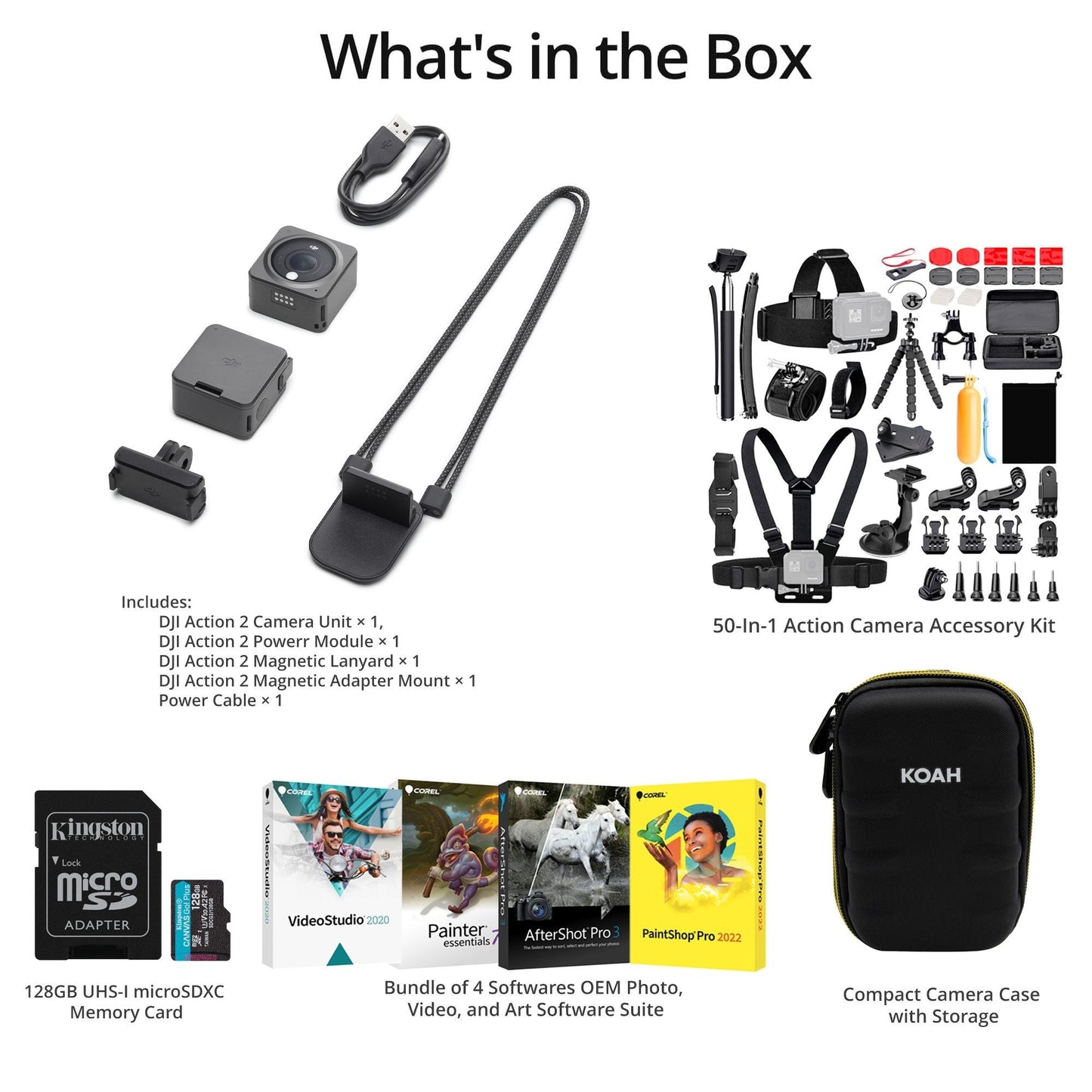 DJI Action 2 Power Combo Adventure Bundle - Portable and Wearable 4K Camera with Extra Power