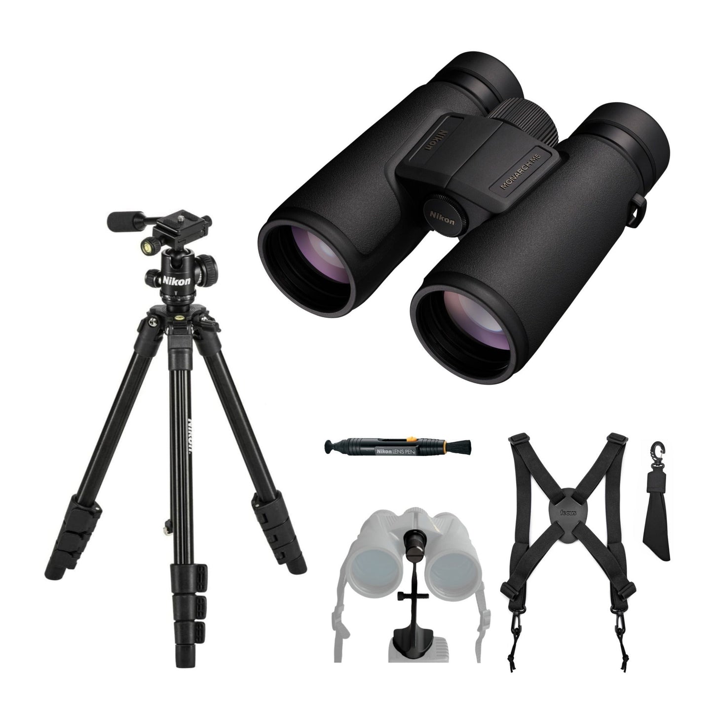 Nikon Monarch M5 8x42 Binoculars with Aluminum Tripod (with adapter) Bundle