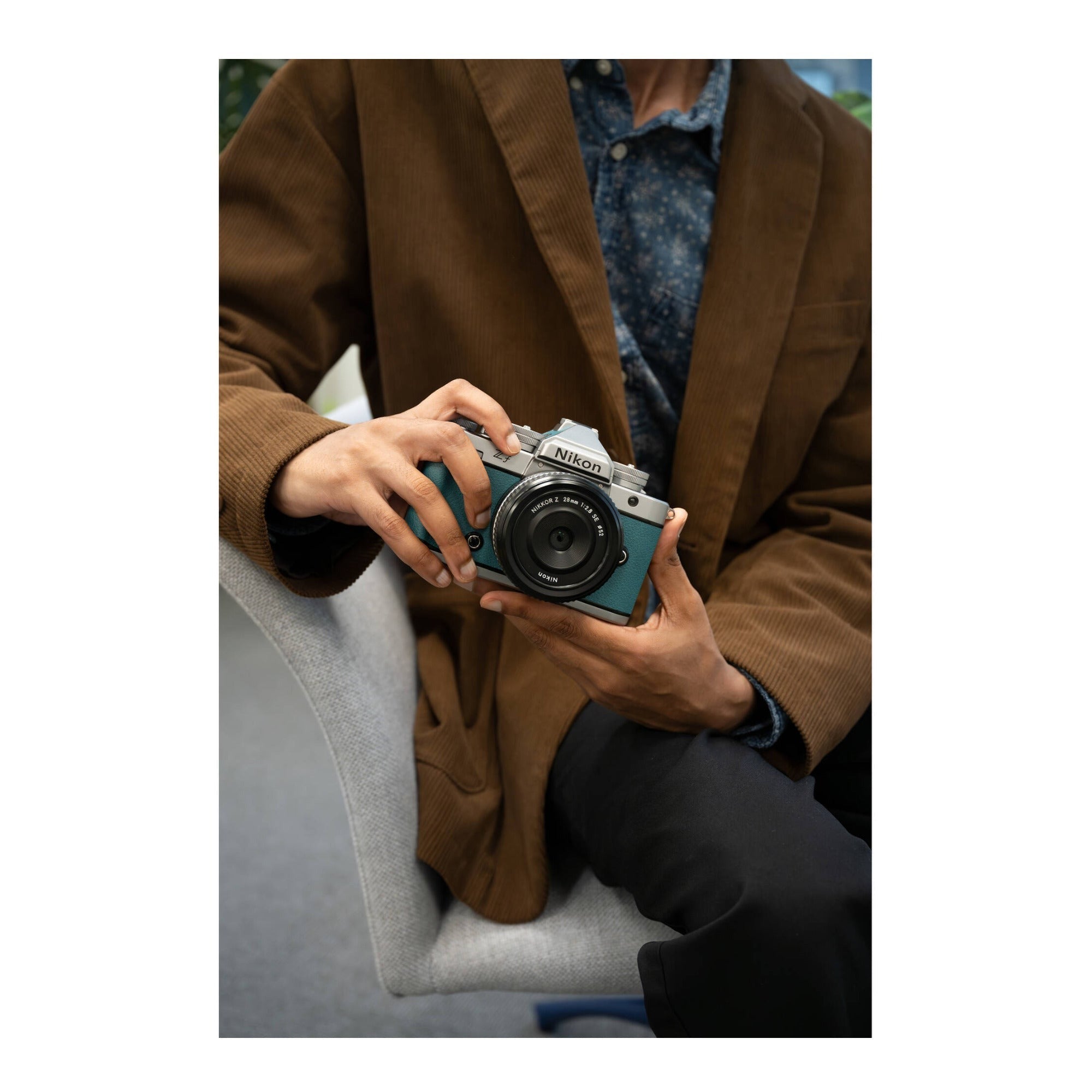 Nikon Zf Mirrorless Camera (Body Only) with 24.5MP FF BSI CMOS Sensor (Silver and Teal Blue)