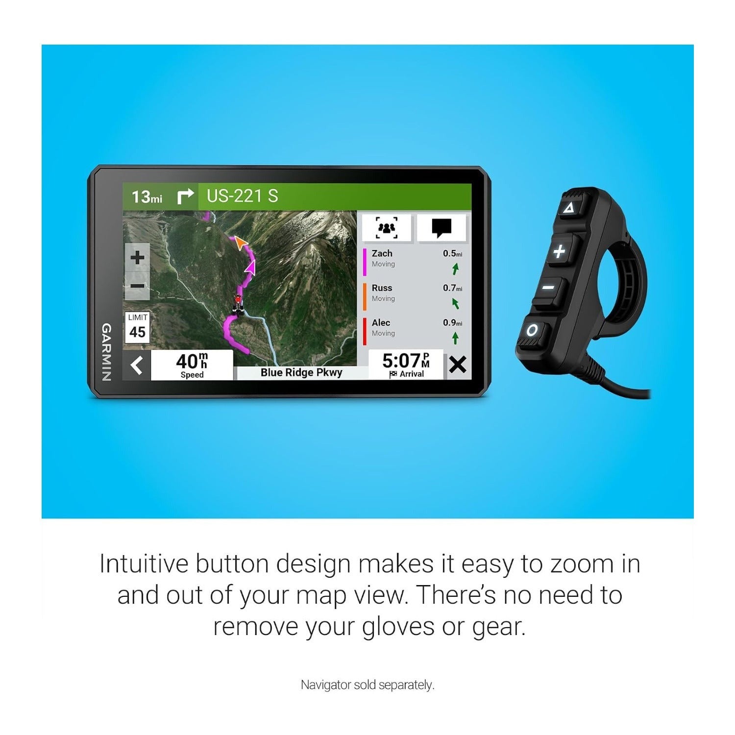 Garmin Handlebar Controller for zūmo XT2 Motorcycle Navigator or Compatible Tread Device