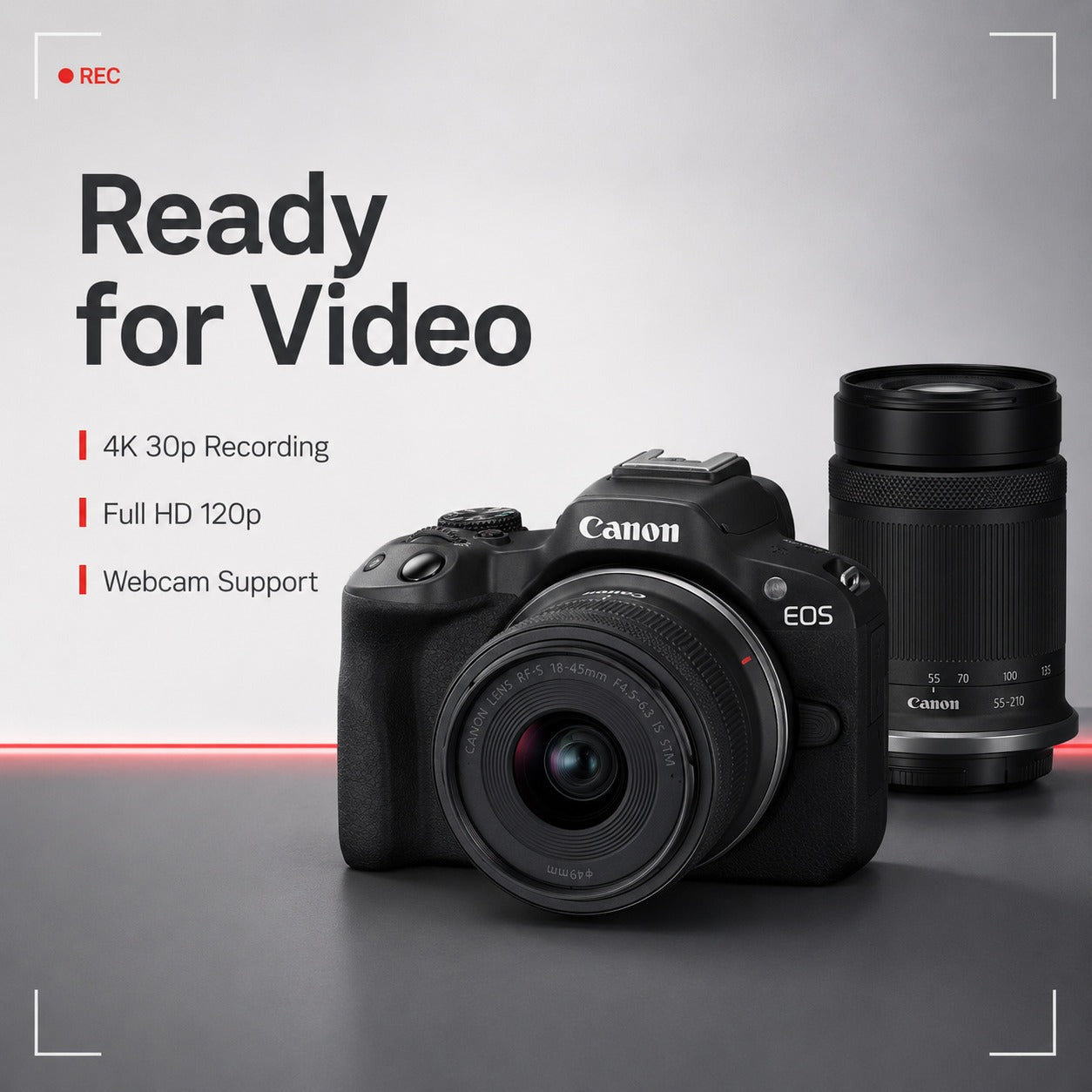 Canon EOS R50 Mirrorless Camera with 18-45mm and 55-210mm Lenses Bundle