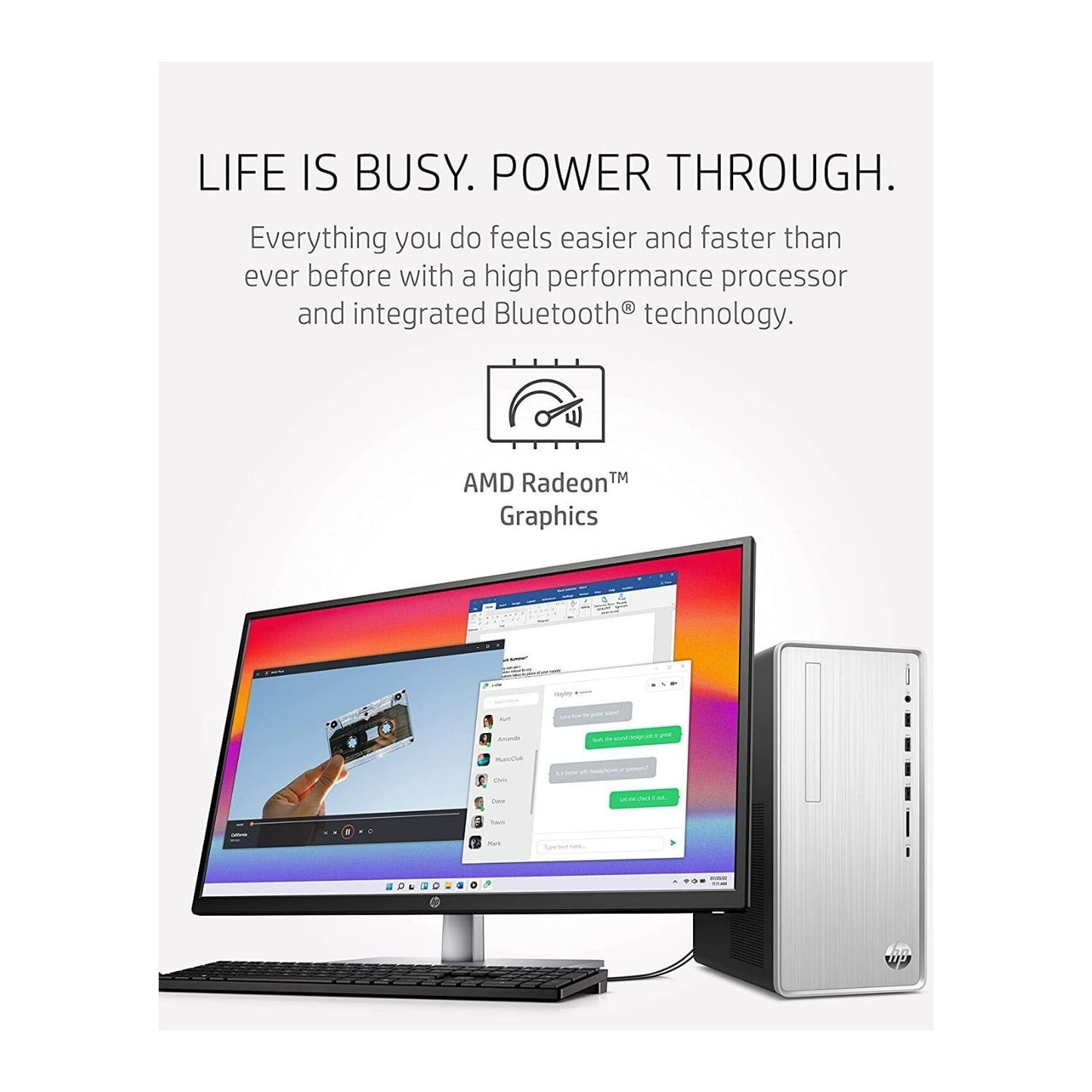 HP Pavilion TP01-2040 AMD Ryzen 5 5600G 3.9GHz, 12GB RAM, 512GB PCIe SSD, WiFi Windows 11 Desktop