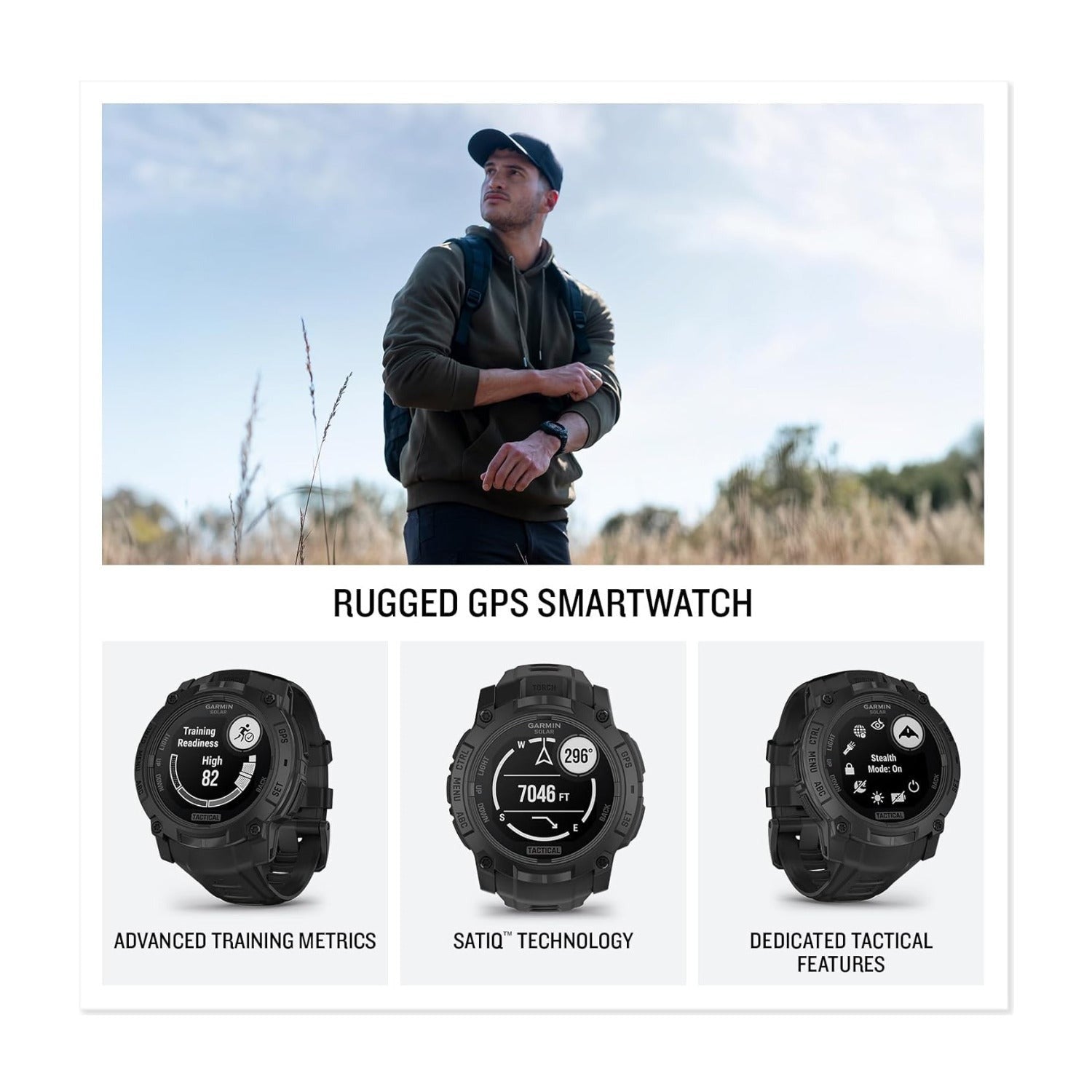 Garmin Instinct 3 45mm Black Solar Smartwatch Bundle with T710 Wireless Earbuds