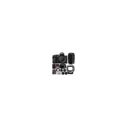 Nikon Z 50 Mirrorless Camera with Z 16-50 & 50-250 VR Lens and Adapter with 64GB Card and Accessory