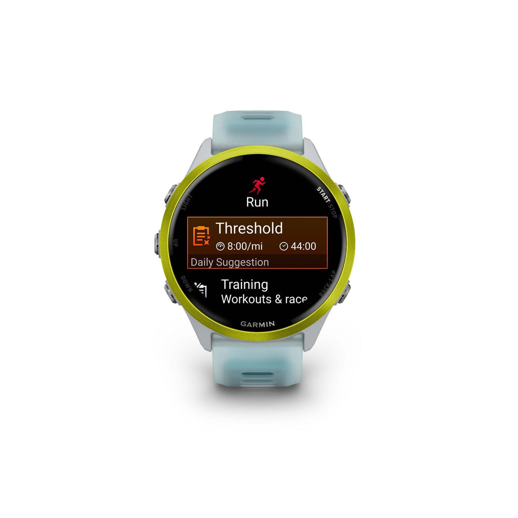 Garmin Forerunner 570 47mm (Yellow/Turquoise) GPS Smartwatch with Earbuds Bundle