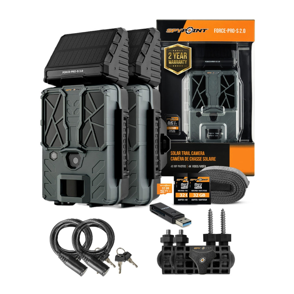 Spypoint FORCE-PRO-S 2.0 Trail Camera (2-Pack) Bundle with Accessories
