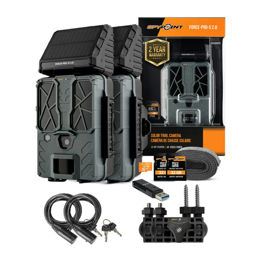 Spypoint FORCE-PRO-S 2.0 Trail Camera (2-Pack) Bundle with Accessories