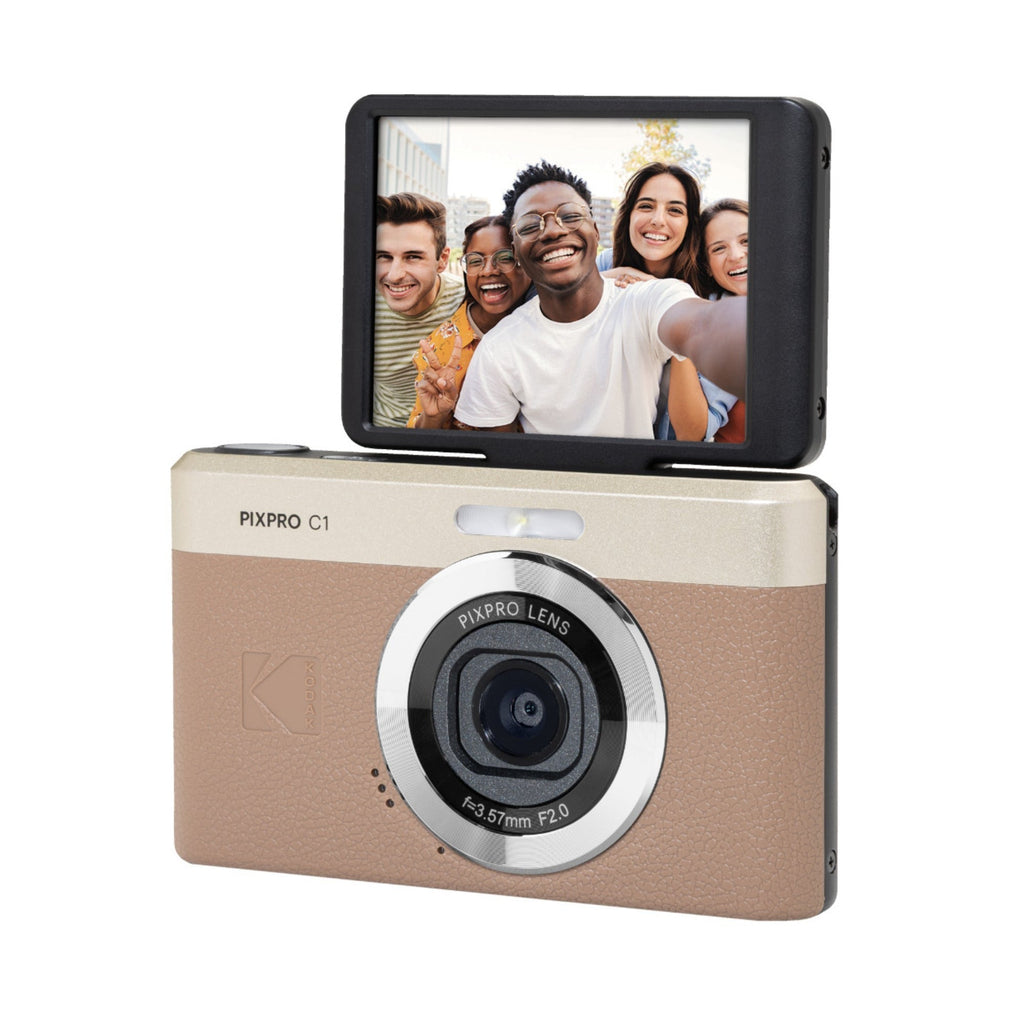 KODAK PIXPRO C1 13MP Digital Camera (Brown) with MicroSD Card and Card Reader