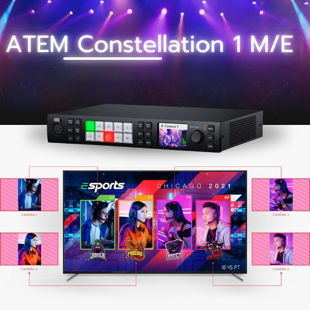 Blackmagic Design ATEM 1 M/E Constellation 4K Live Production Switcher with Power Cord Bundle