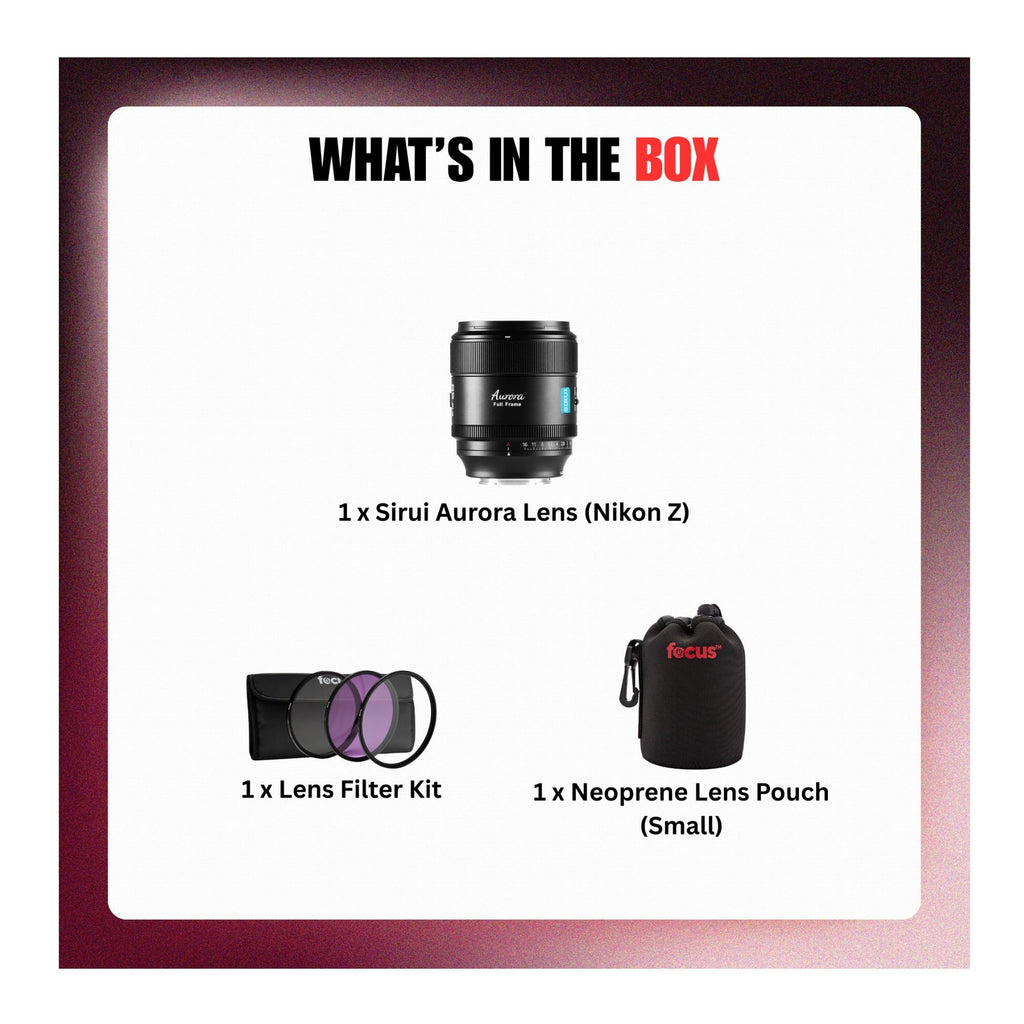 Sirui Aurora 85mm f/1.4 Full Frame Lens (Nikon Z) Bundle with Accessories