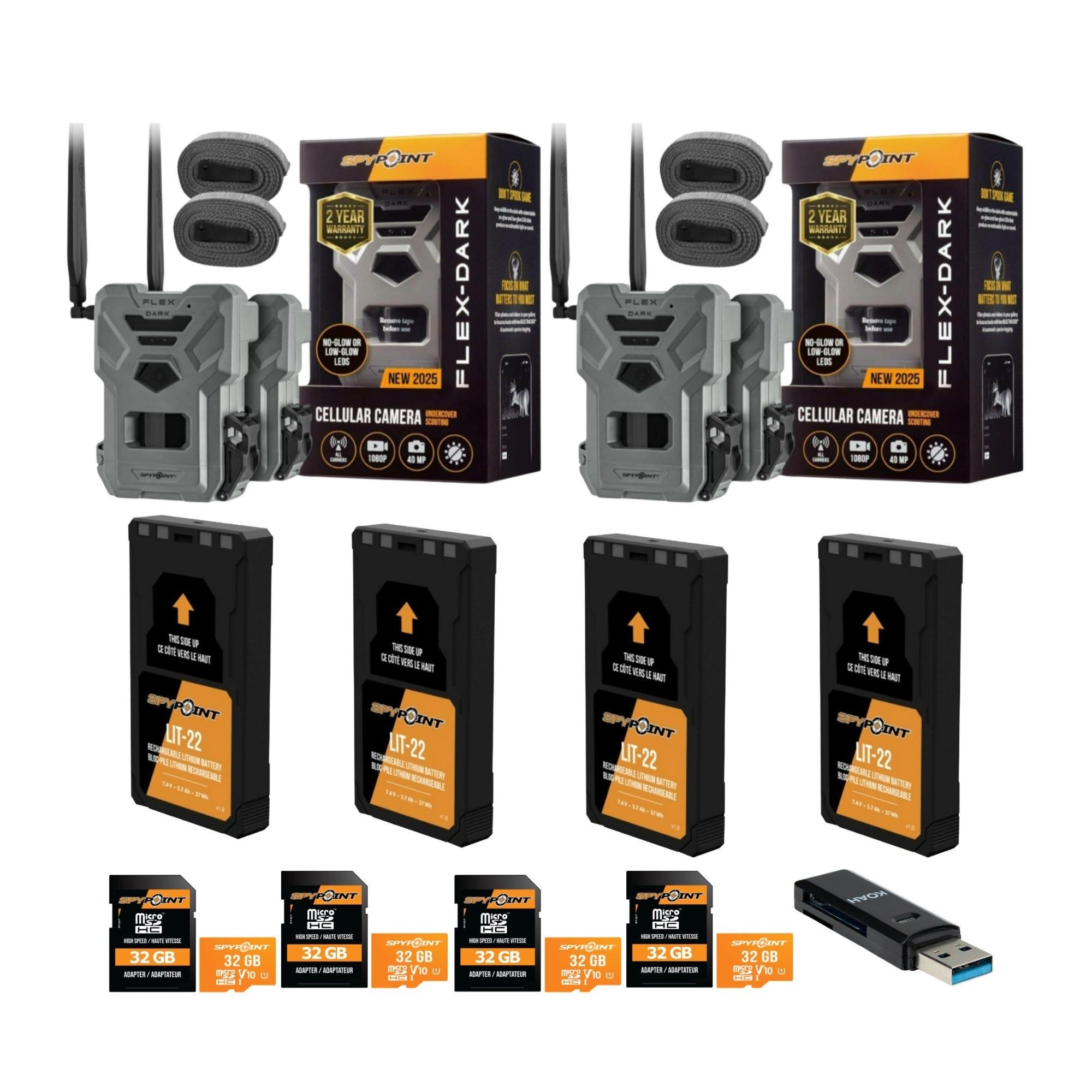 Spypoint FLEX-DARK GPS-Enabled Cellular Trail Camera with Accessories Bundle