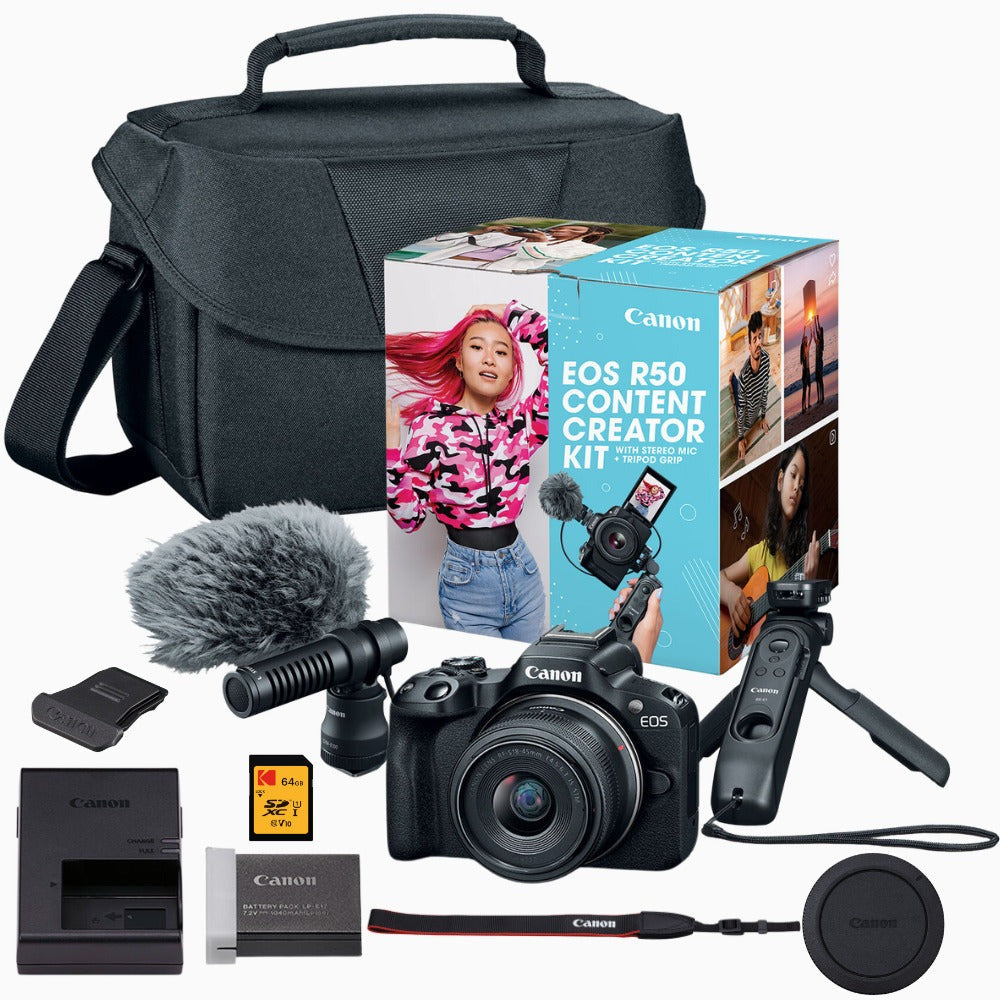 Canon EOS R50 Wireless Camera APS-C Size Content Creator Bundle