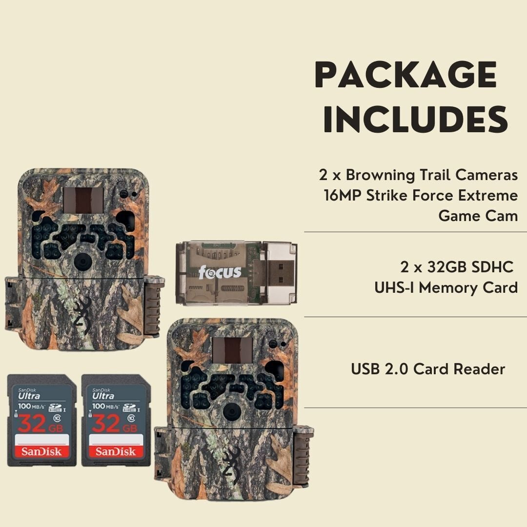 Browning Trail Cameras Strike Force Extreme 16 MP Game Camera (2-Pack) Bundle
