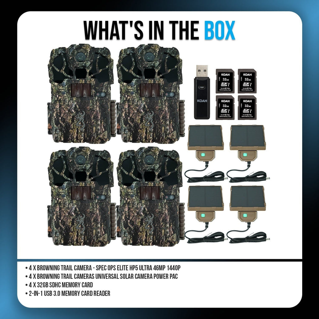 Browning Trail Camera Spec Ops Elite HP5 Ultra with Solar Pack and Accs. Bundle