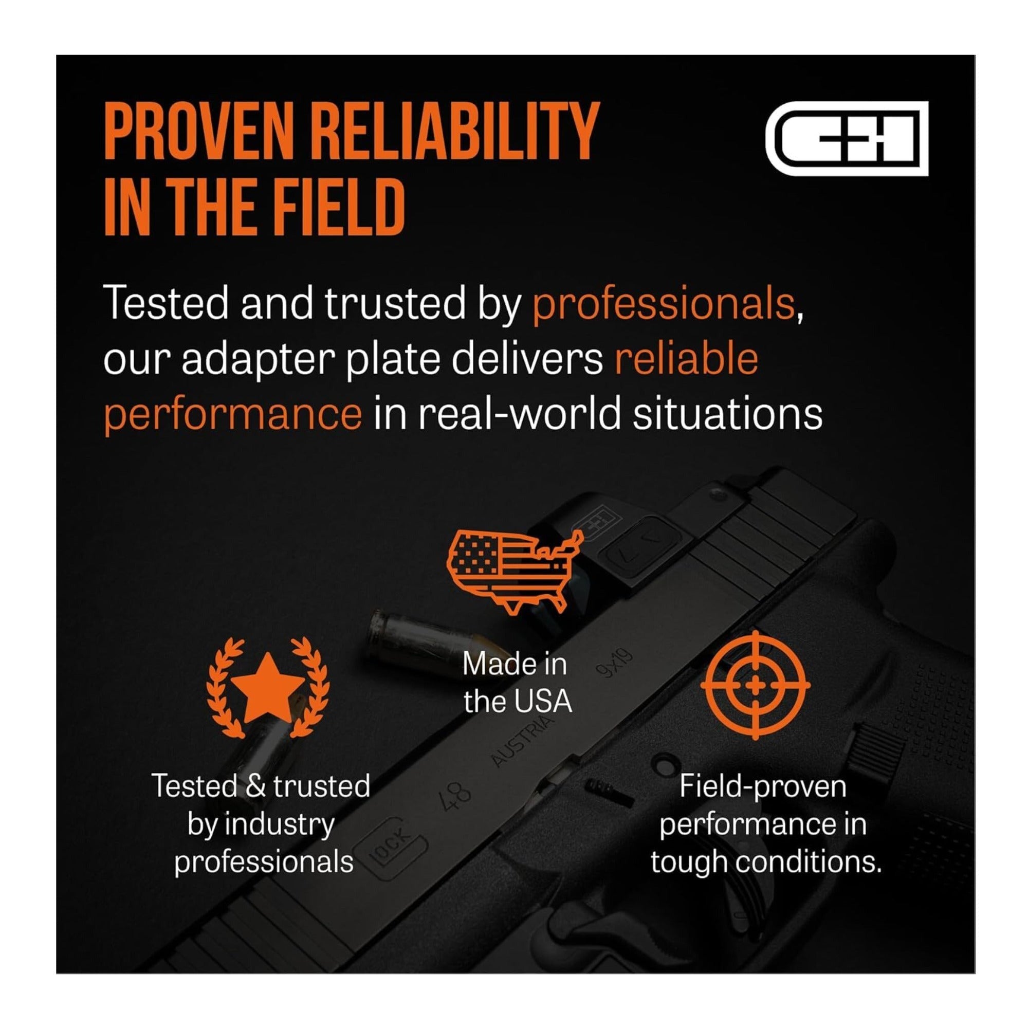C+H Optics MOS Adapter Plate for G17 G19 MOS, Trijicon RMR/SRO, Holosun