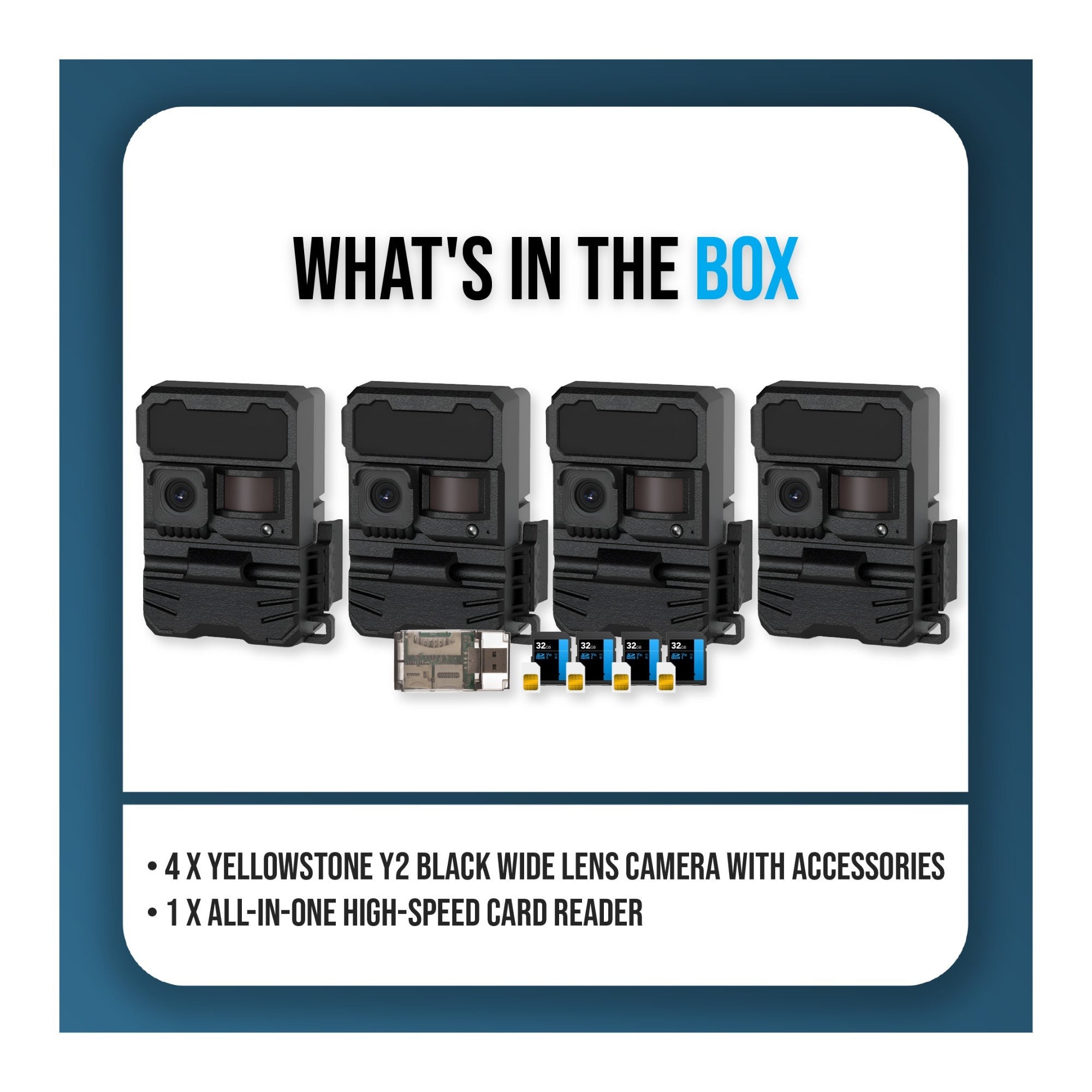 Yellowstone Y2 Black Wide Lens Camera Bundle with Card Reader, and Accessories (4-Pack)