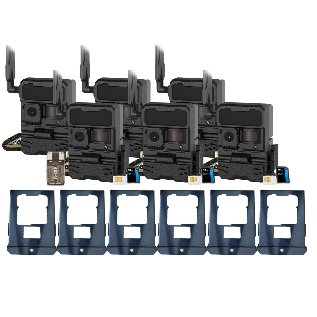 Yellowstone Y2 Black Wide Lens Trail Camera (6-Pack) with Security Box and Accs