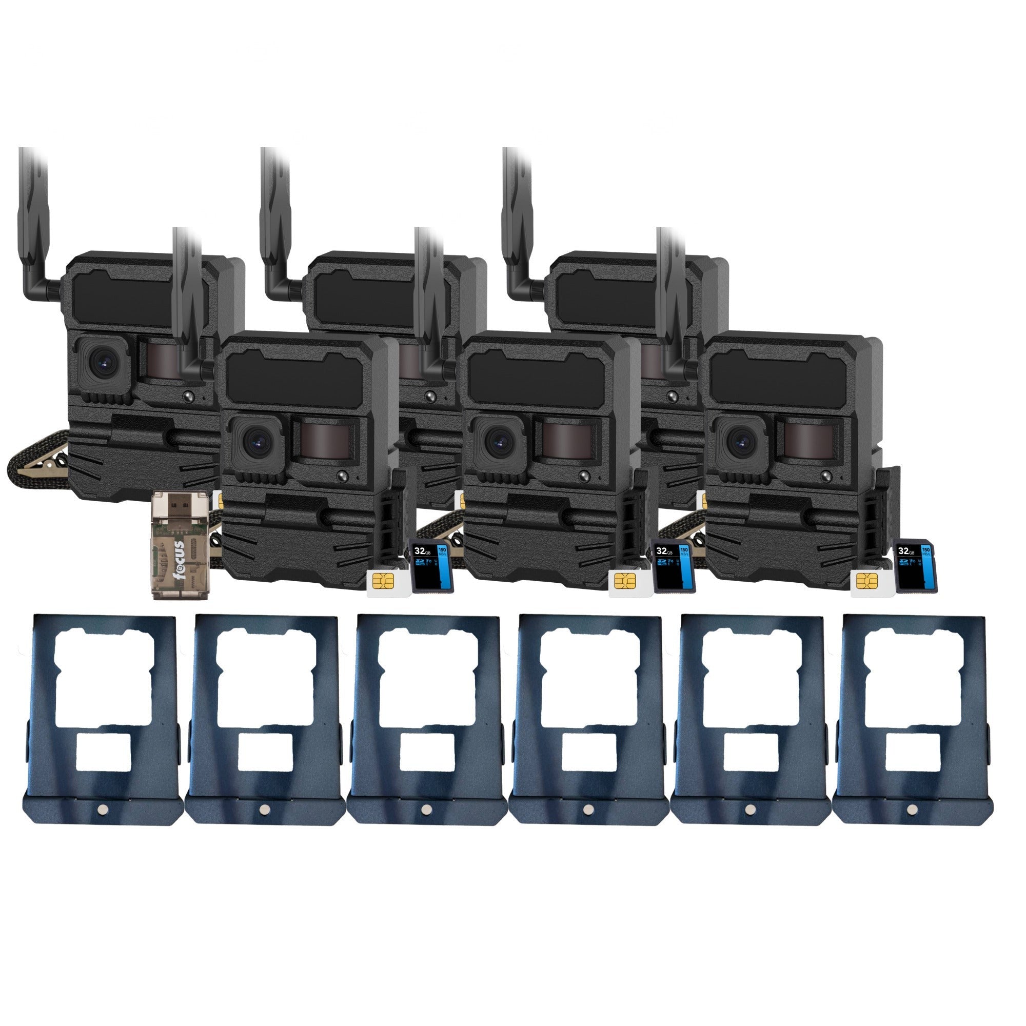 Yellowstone Y2 Black Wide Lens Trail Camera (6-Pack) with Security Box and Accs