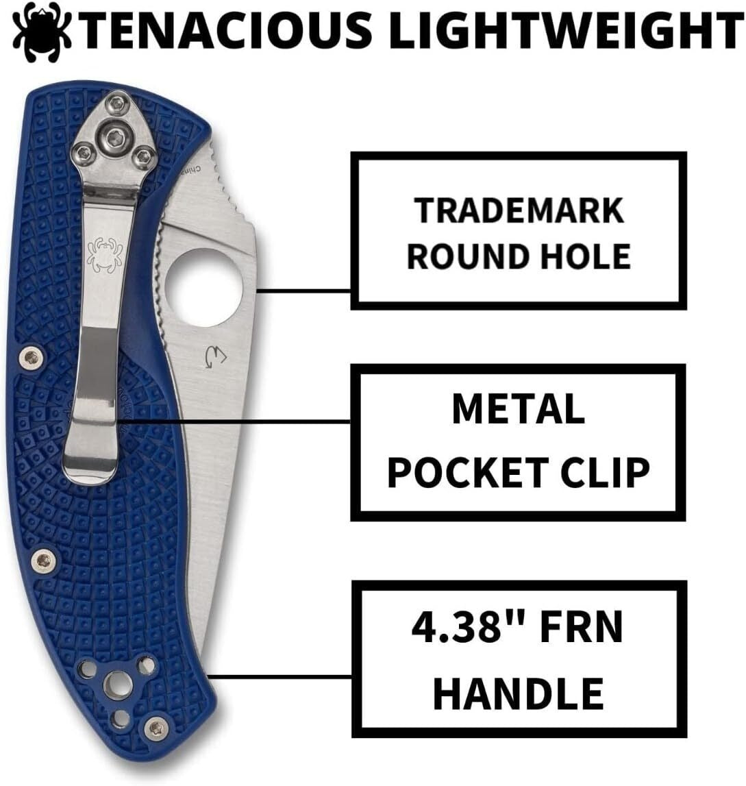 Spyderco Tenacious Lightweight Folding Utility Pocket Knife with CPM S35VN Steel Blade (PlainEdge)