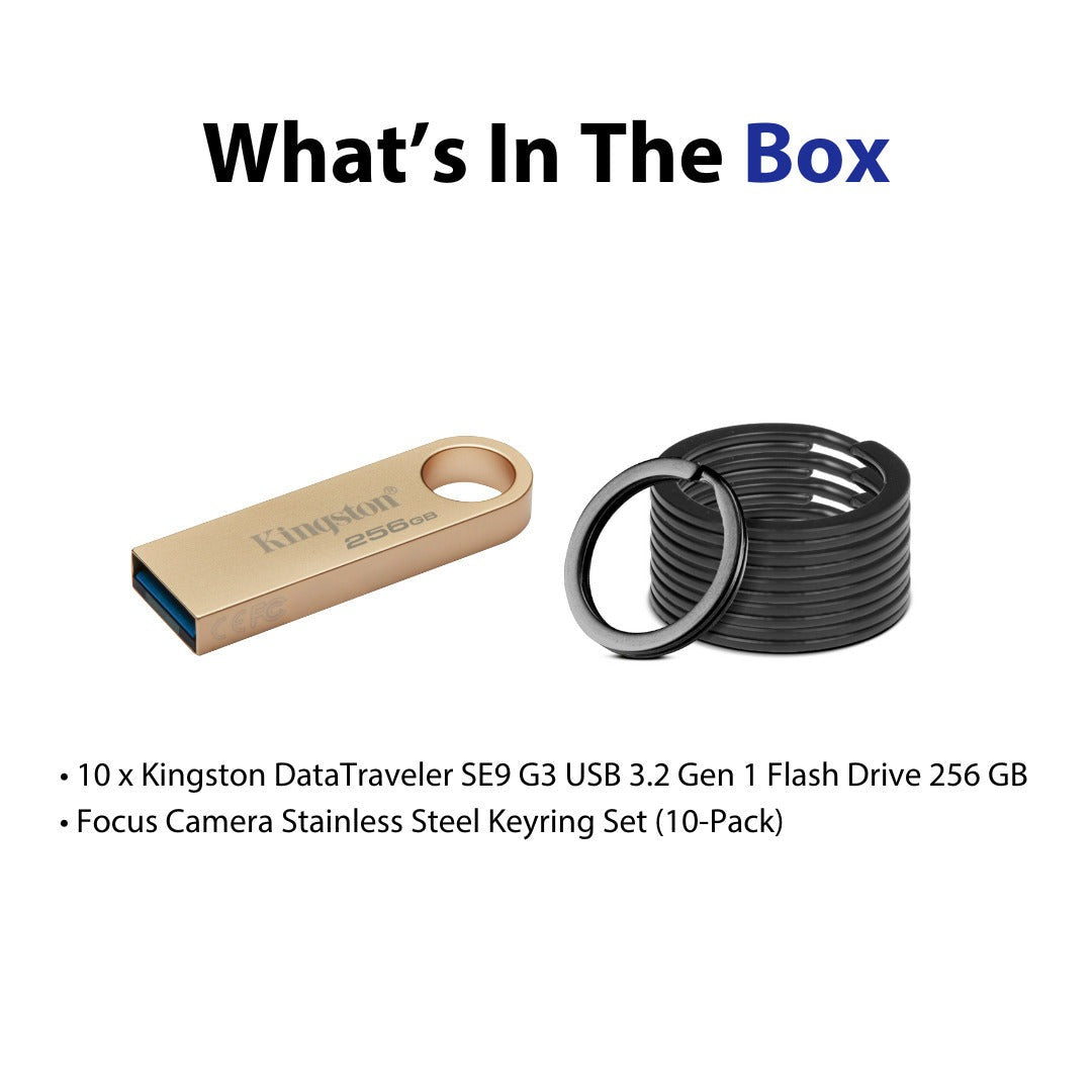 Kingston DataTraveler SE9 G3 USB 3.2 Gen 1 Flash Drive with Gold Casing (128GB) (10-Pack) Bundle