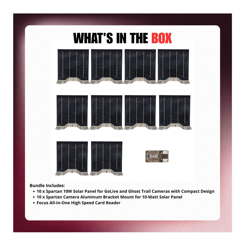 Spartan Solar Panel 10W for GoLive and Ghost Trail Cameras with Bracket Mount Bundle