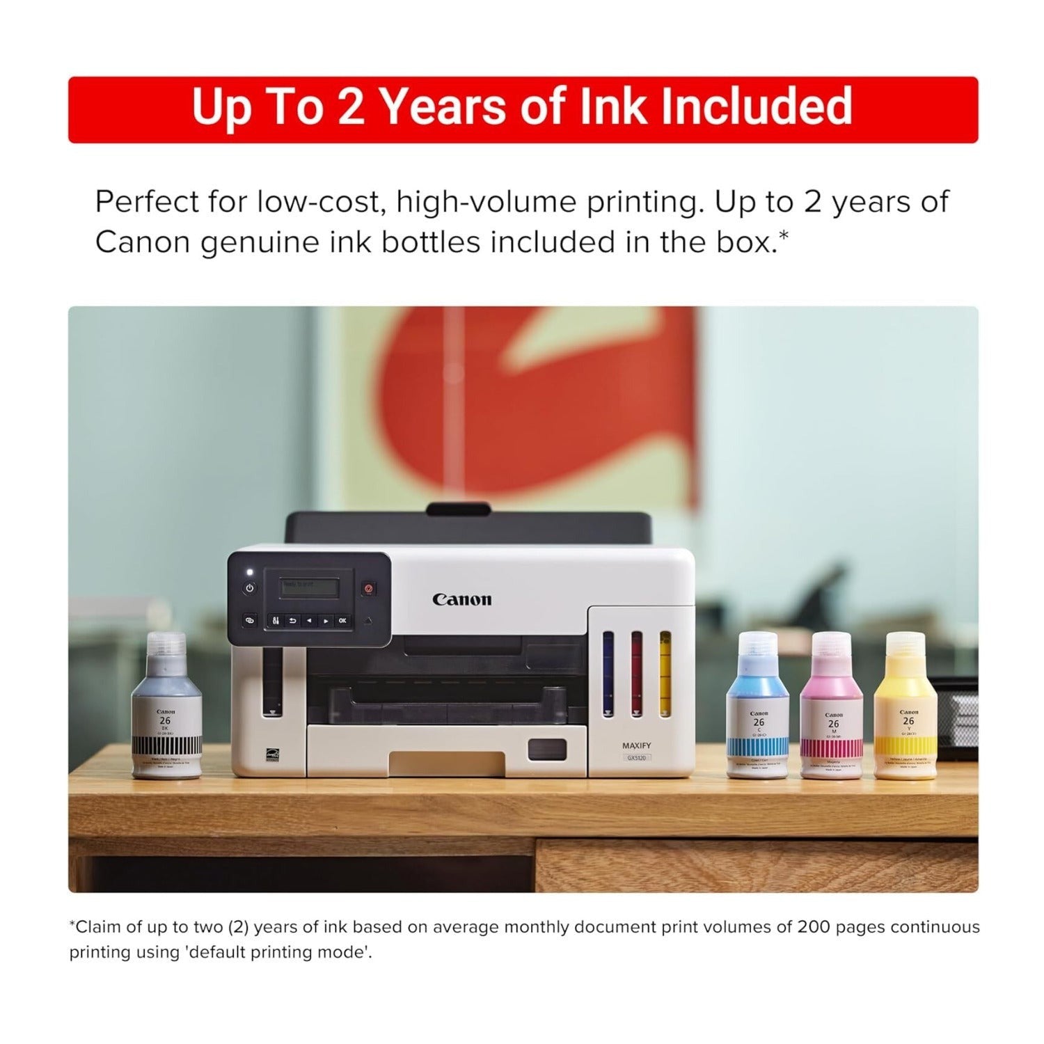 Canon MegaTank GX5120 Wi-Fi Inkjet Color Printer with Auto Duplex Printing White