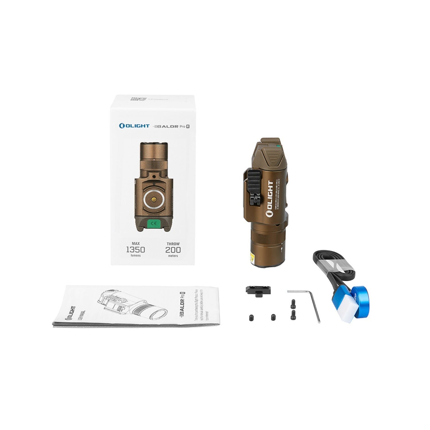 OLIGHT Baldr Pro R Rechargeable Tactical Light with Green Laser (Desert Tan)