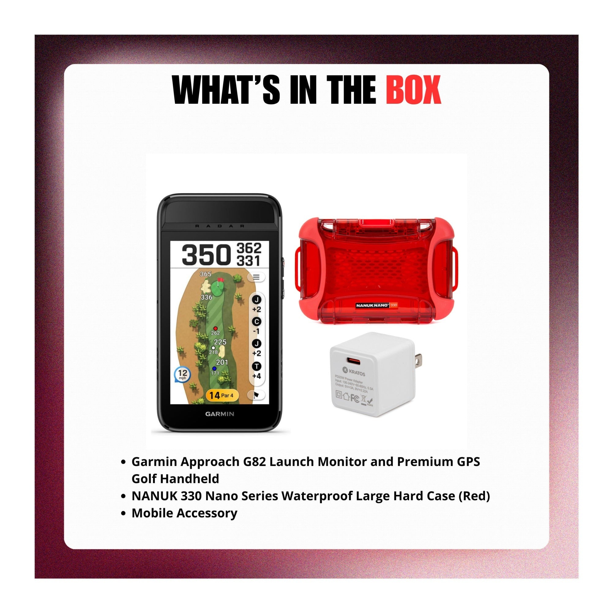 Garmin Approach G82 Launch Monitor and Premium GPS Golf Handheld with Accs