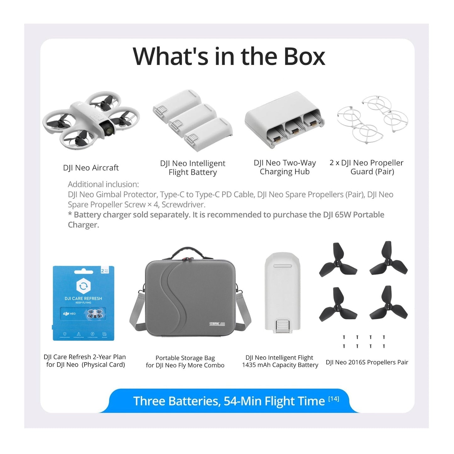 DJI Neo Palm-Sized Lightweight Drone Combo (No RC) with Care Refresh 2- Year Plan and Accessories