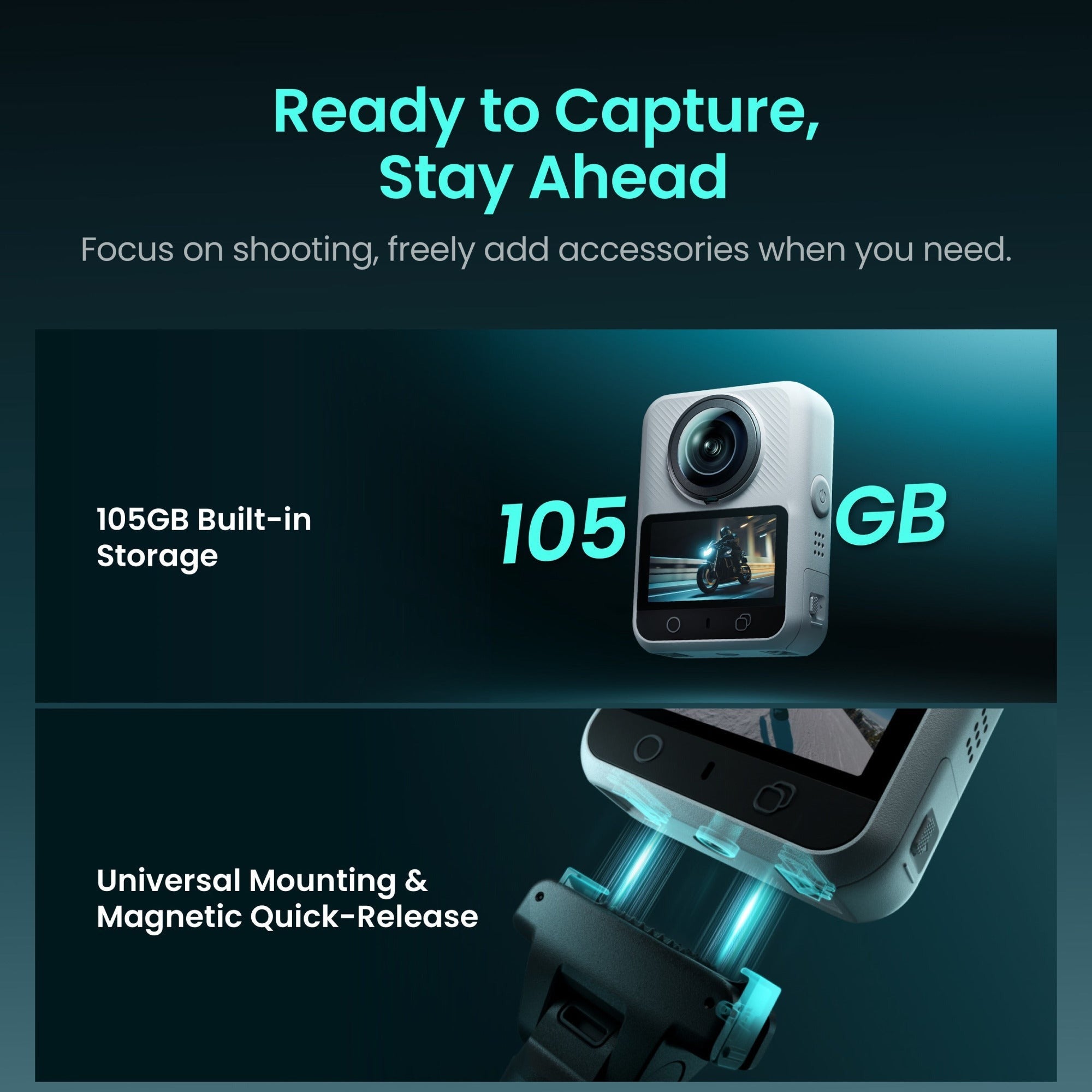 Xtra Sphra360 8K Video Action Camera with Wireless Microphone and Accessories