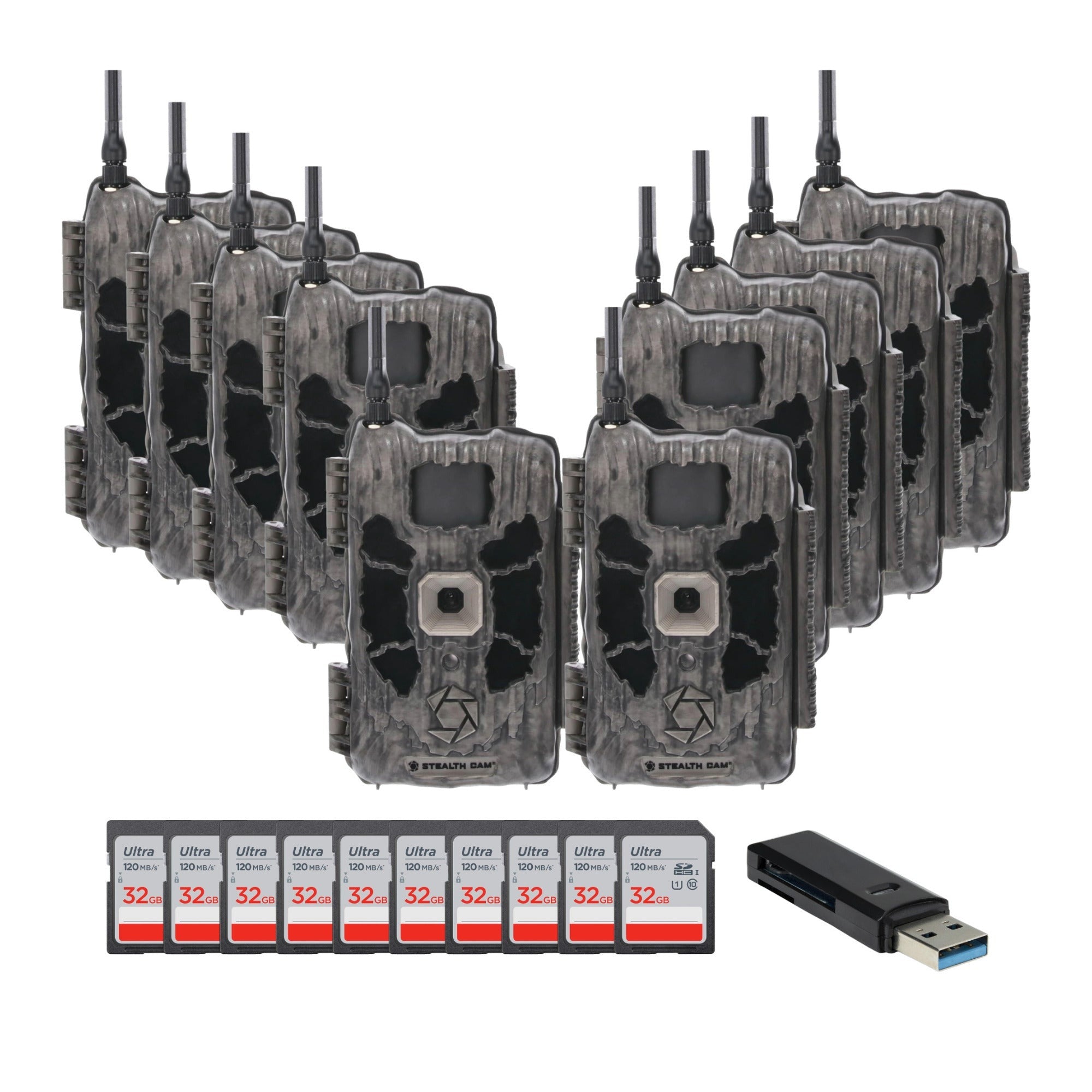 Stealth Cam Deceptor Dual Network Trail Camera (10 Pack) Bundle with Accessories