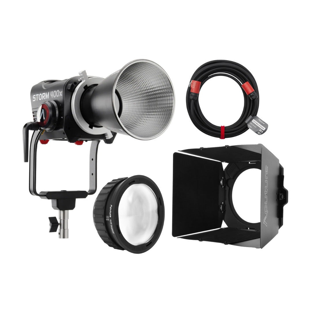 Aputure STORM 400x (V-Mount) (US) with CF7 Fresnel and Barn Doors Kit Bundle