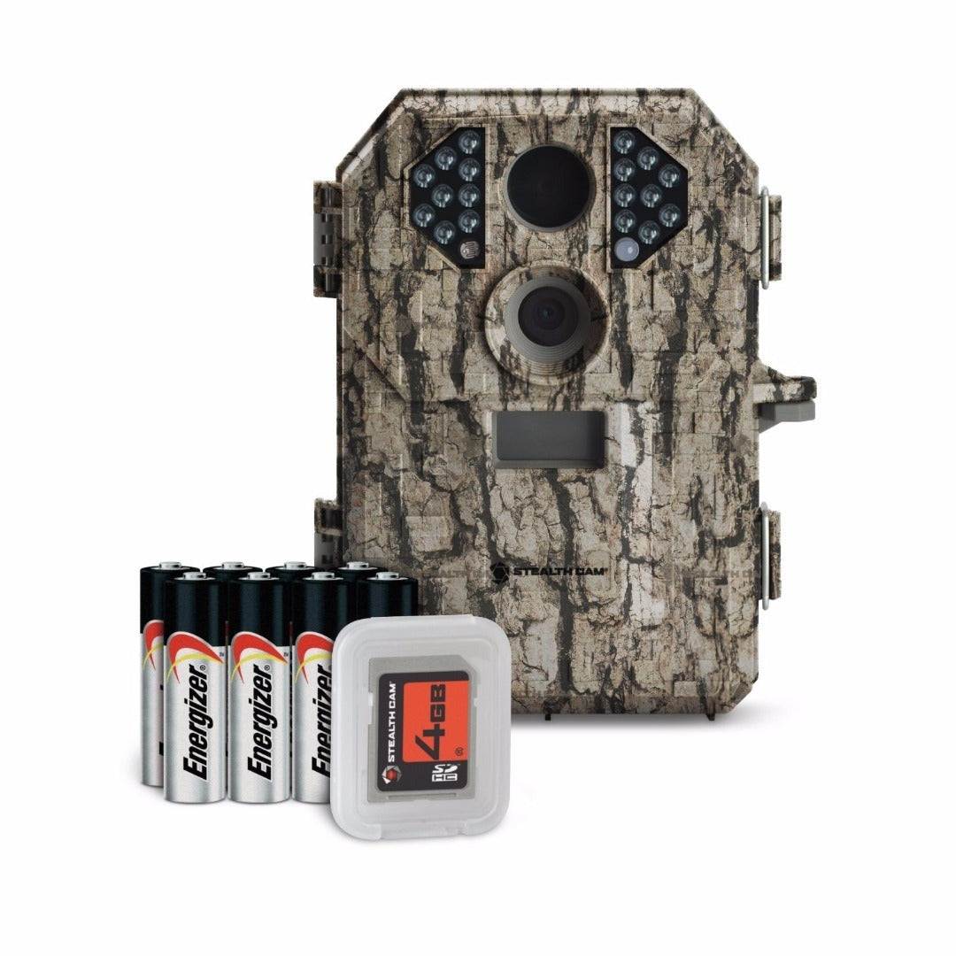 Stealth Cam P18 7 MP Compact Scouting Cameras (4-Pack) with Holders and Viewer