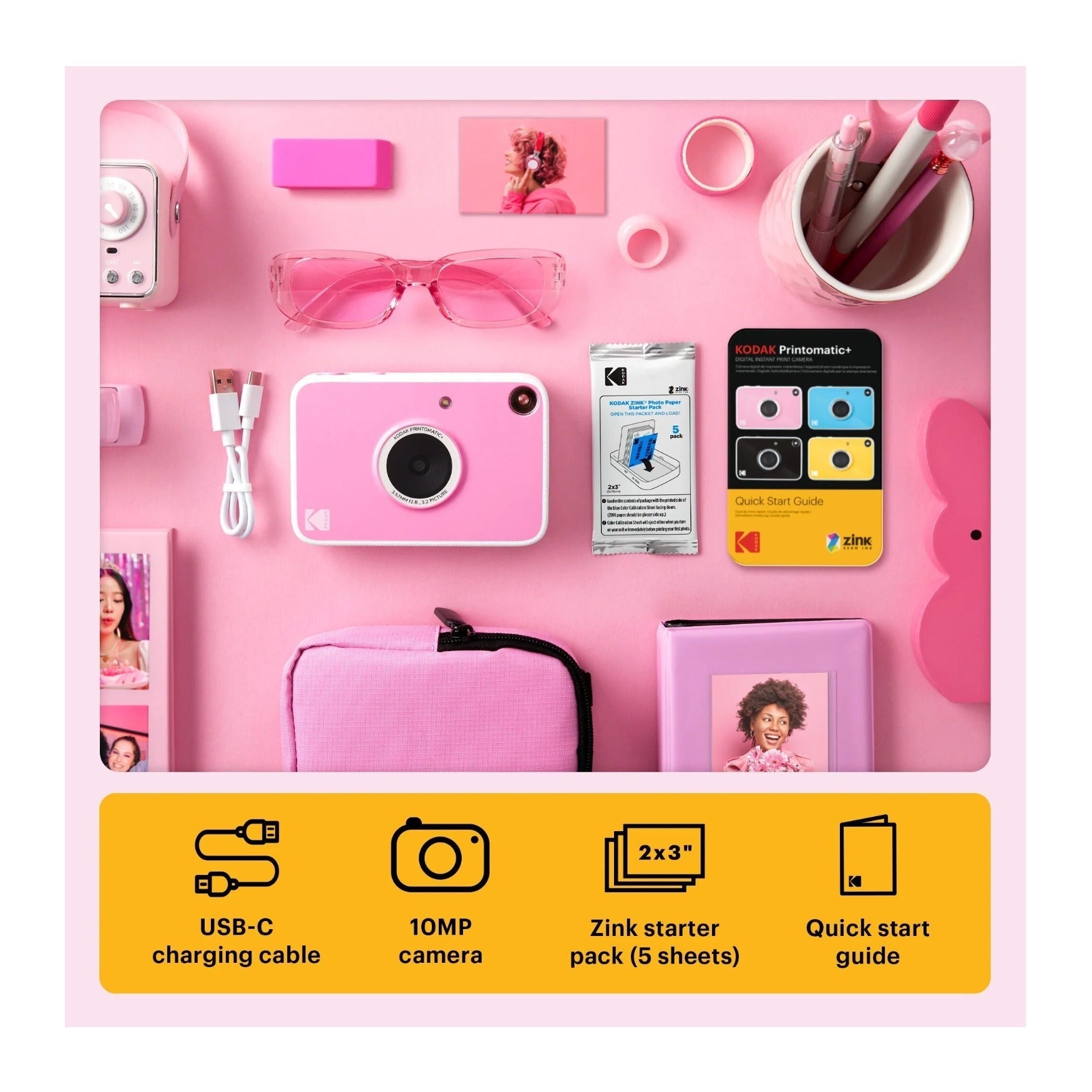 Kodak PRINTOMATIC+ 10MP Instant Digital Camera (Pink)