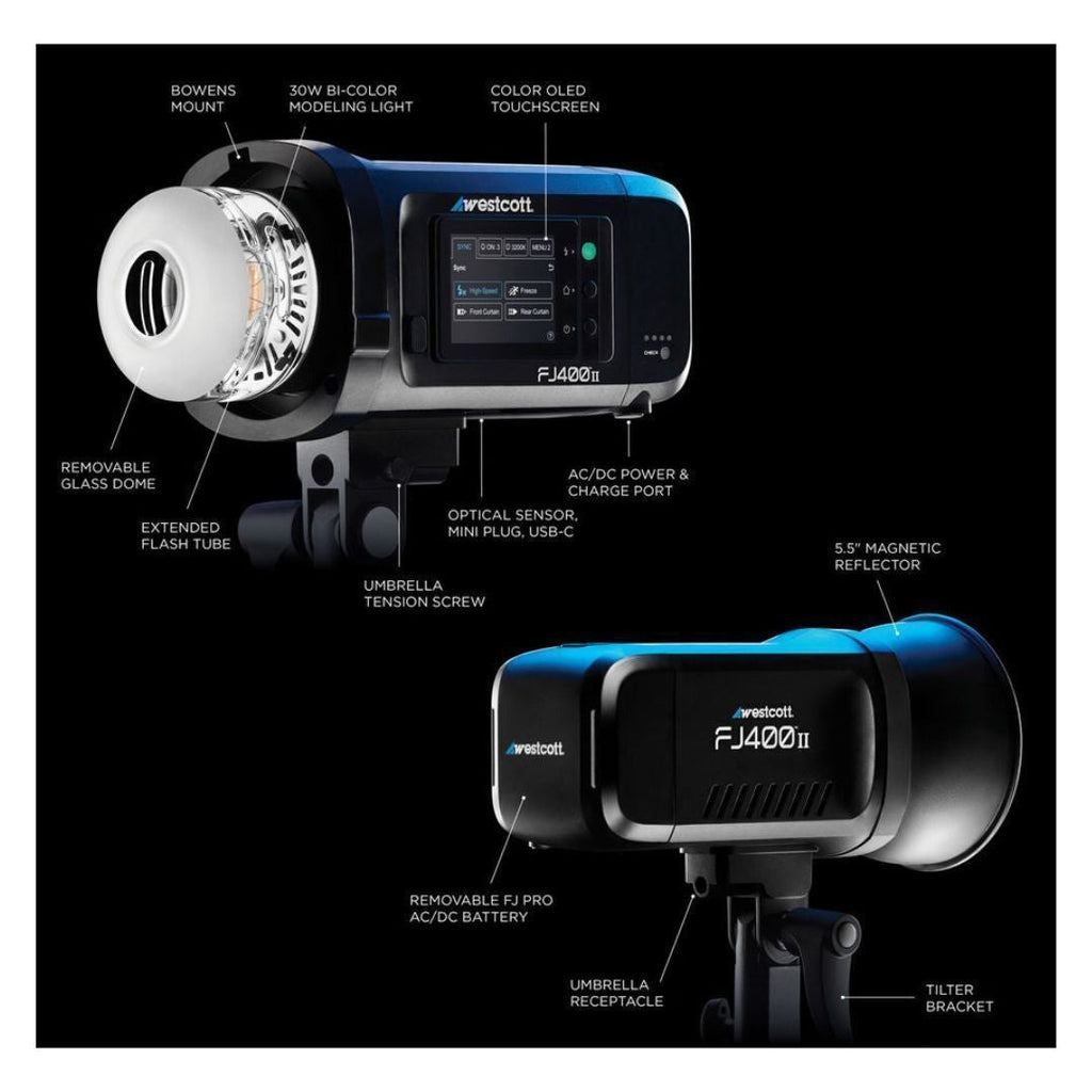 Westcott FJ400 II Strobe 2-Light Backpack Kit with FJ-X3 M Multi-Brand Wireless Trigger Bundle