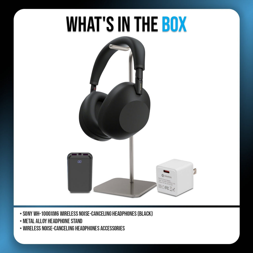 Sony WH-1000XM6 Wireless Noise-Canceling Headphones (Black) with Accessories