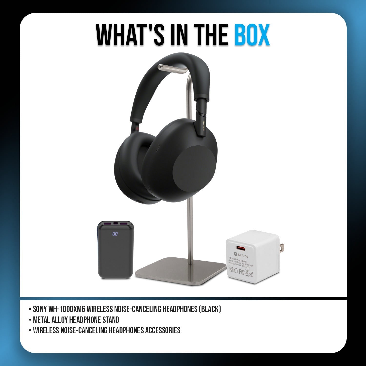 Sony WH-1000XM6 Wireless Noise-Canceling Headphones (Black) with Accessories