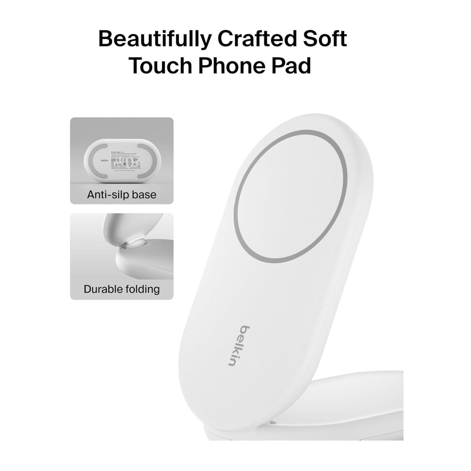 Belkin 2-in-1 Magnetic Foldable Wireless Charger 15W for IPhone (White)