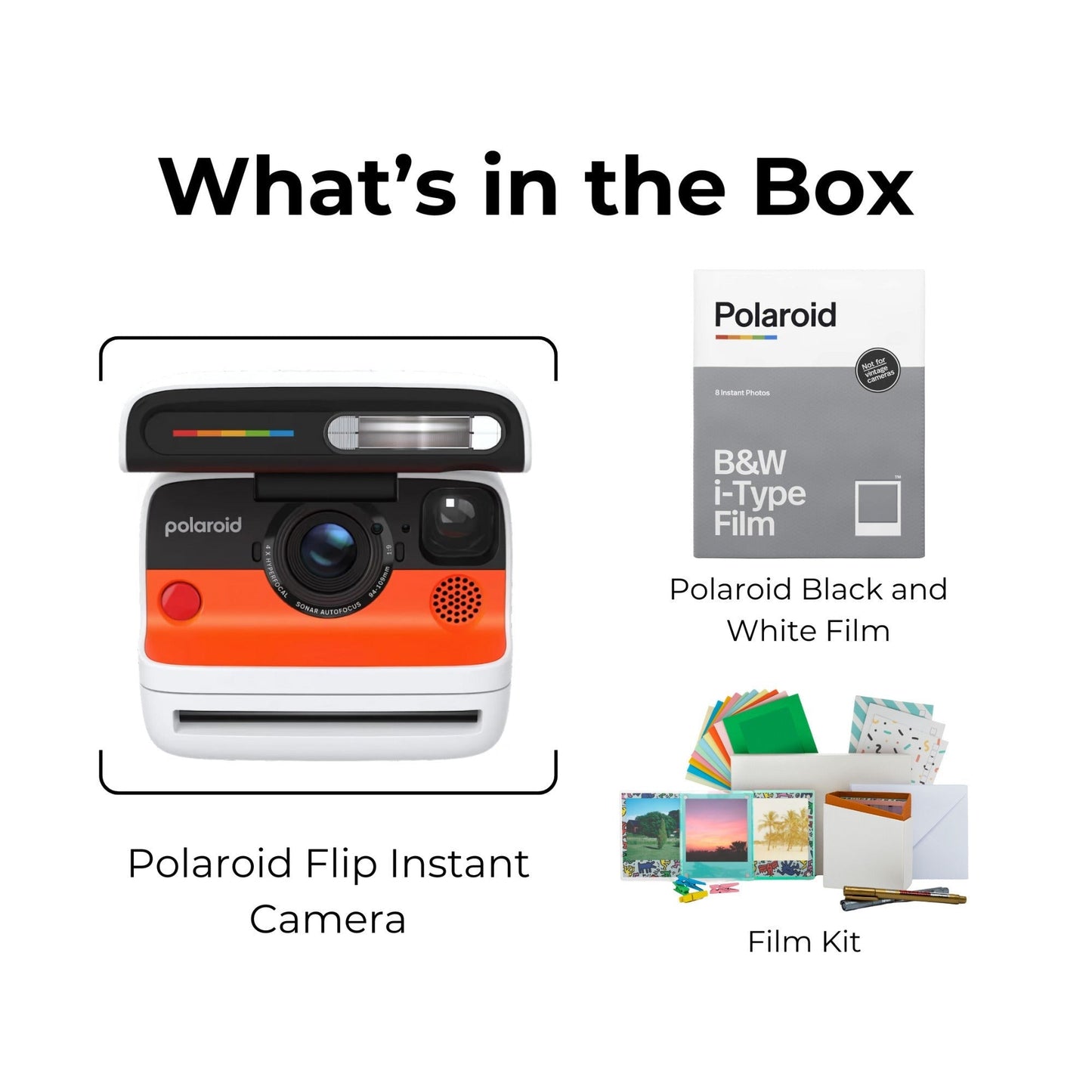 Polaroid Flip Instant Camera with Sonar Autofocus (White) and Accessories Bundle