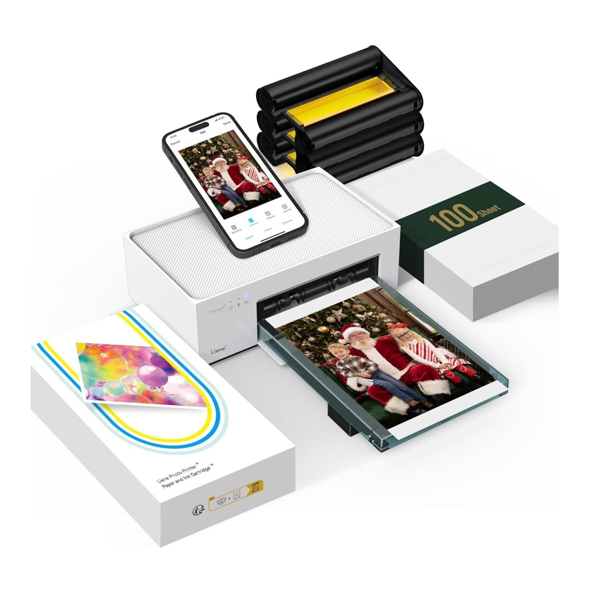 Liene M100 4x6 Portable Photo Printer with 3 Cartridges and 100 Sheets