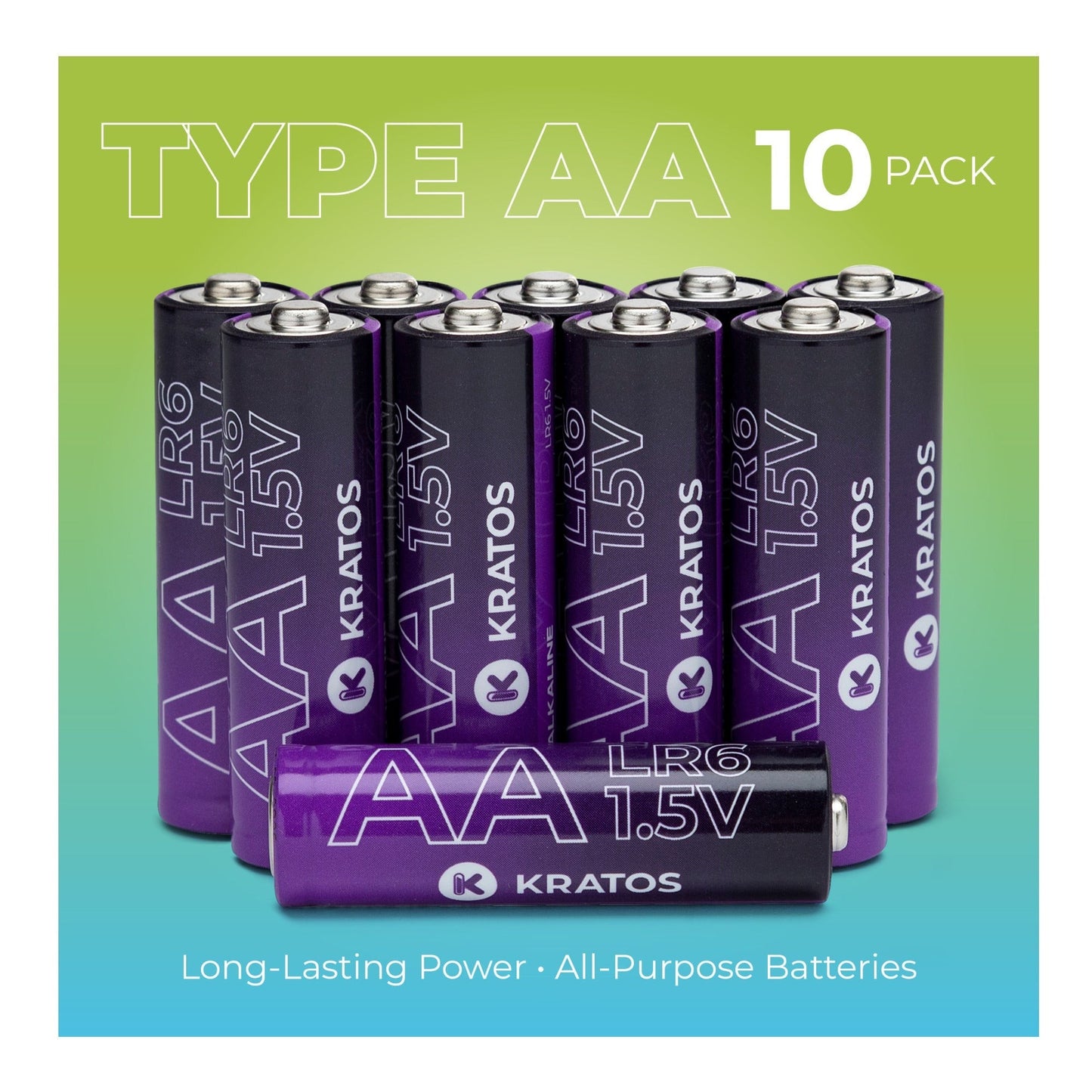 Kratos Power High-Performance Ultra Alkaline AA Batteries (10-Pack)