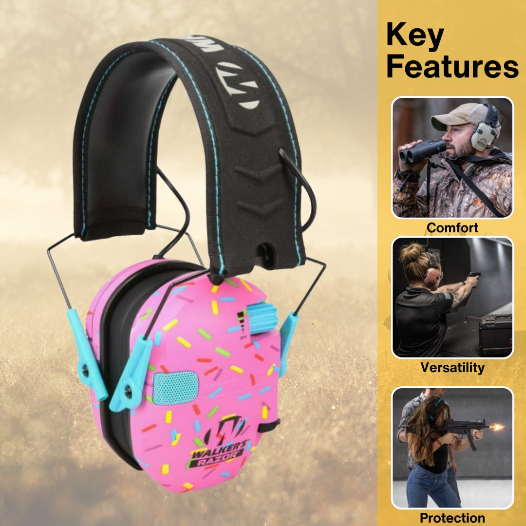 Walker's Razor Slim Electronic Muff (Pink, 2-Pack) Bundle with Accessories