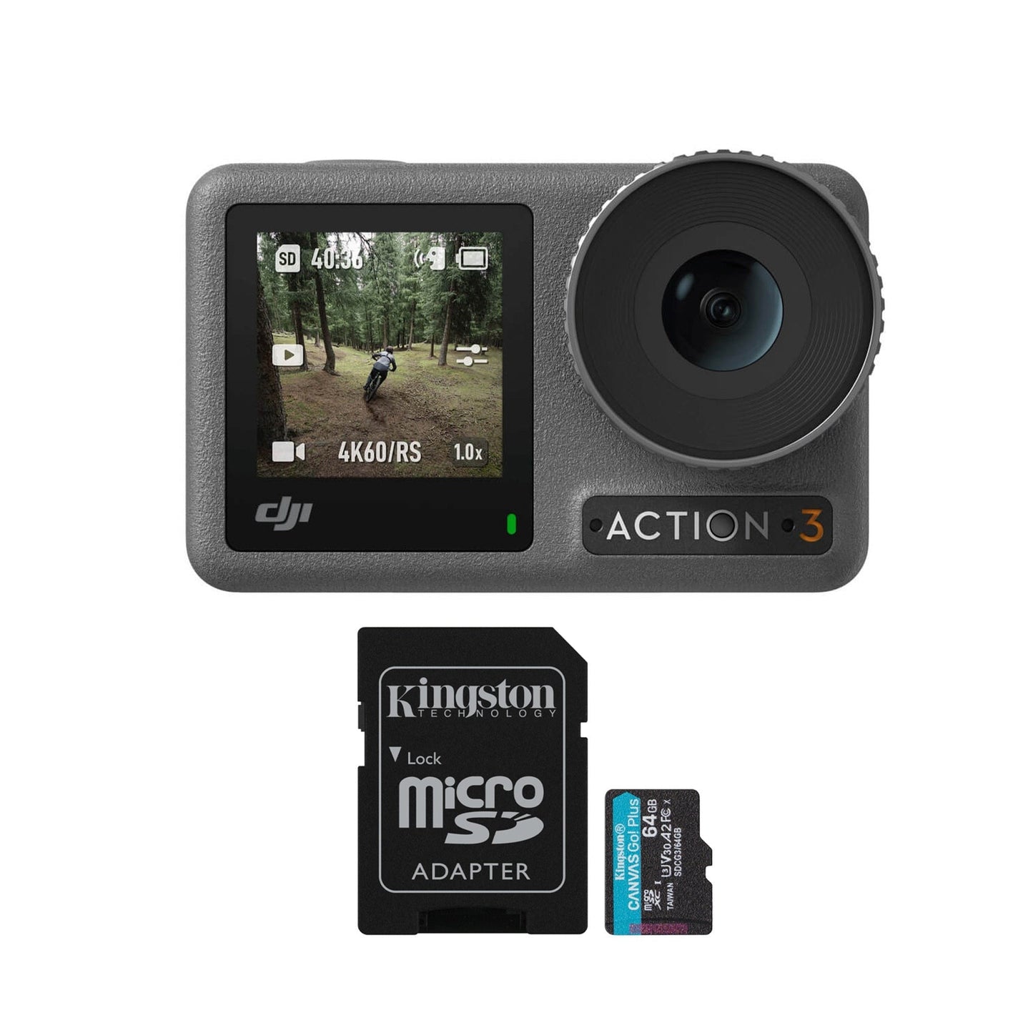 DJI Osmo Action 3 Standard Combo with 64GB MicroSD Card - Outdoor Action Camera with 4K HDR