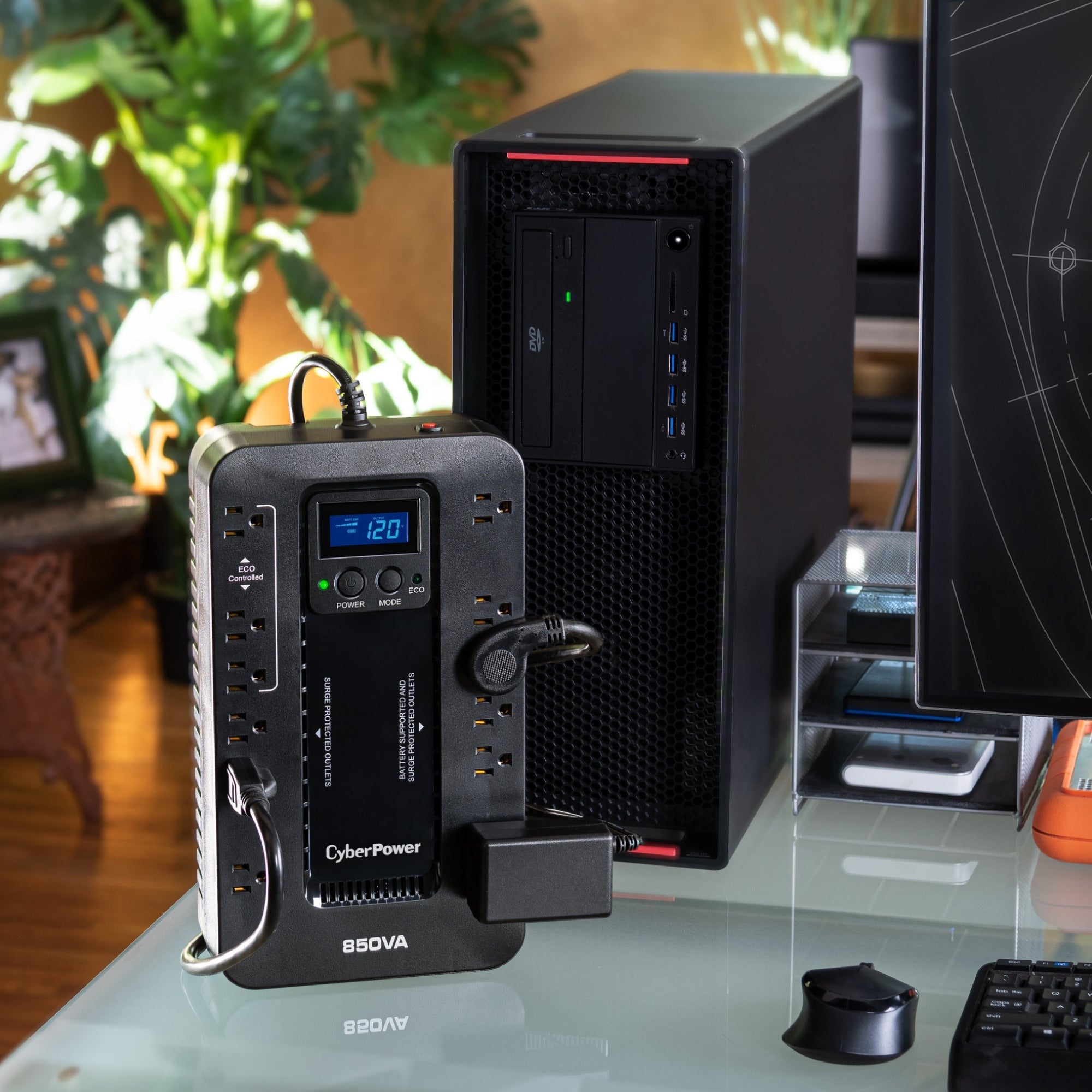 CyberPower Ecologic EC850LCD Uninterruptible Power Supply with Surge Protection