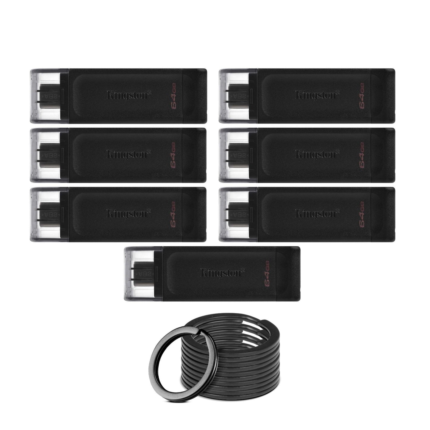 Kingston DataTraveler 70 USB 3.2 Flash Drive with Lightweight Design (64GB, Black, 5-Pack) Bundle