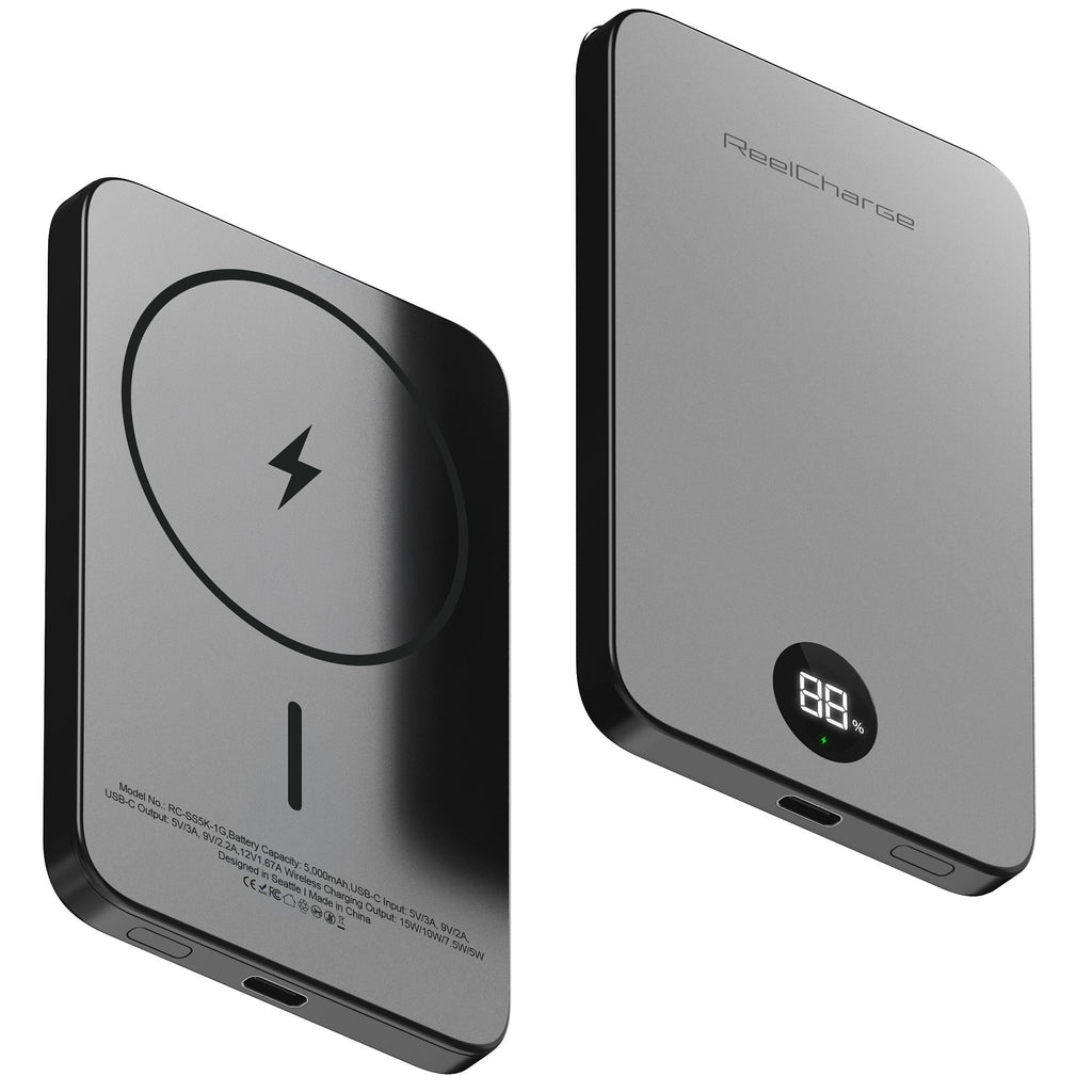 ReelCharge ReelSafe 5,000 mAh Qi2 Power Bank (Gray)