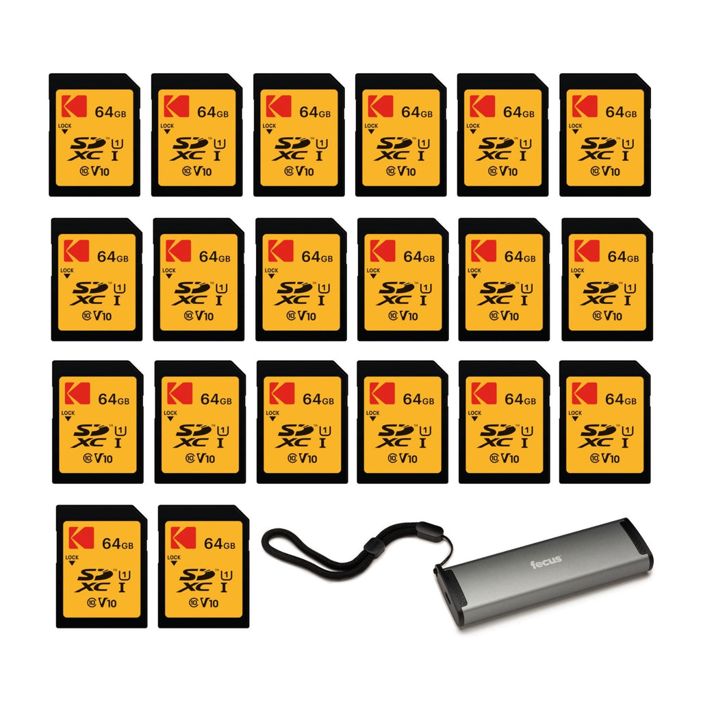 Kodak 64GB Class 10 UHS-I U1 SDXC Memory Card with Card Reader and Storage Case