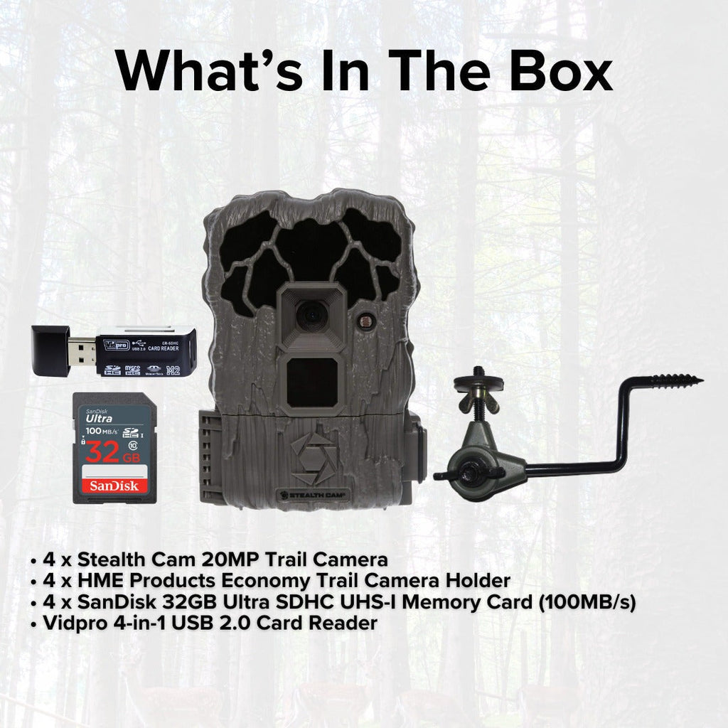 Stealth Cam 20MP Trail Camera with 60 Feet Range Detection and 720P Video (2-Pack) x 2 Bundle